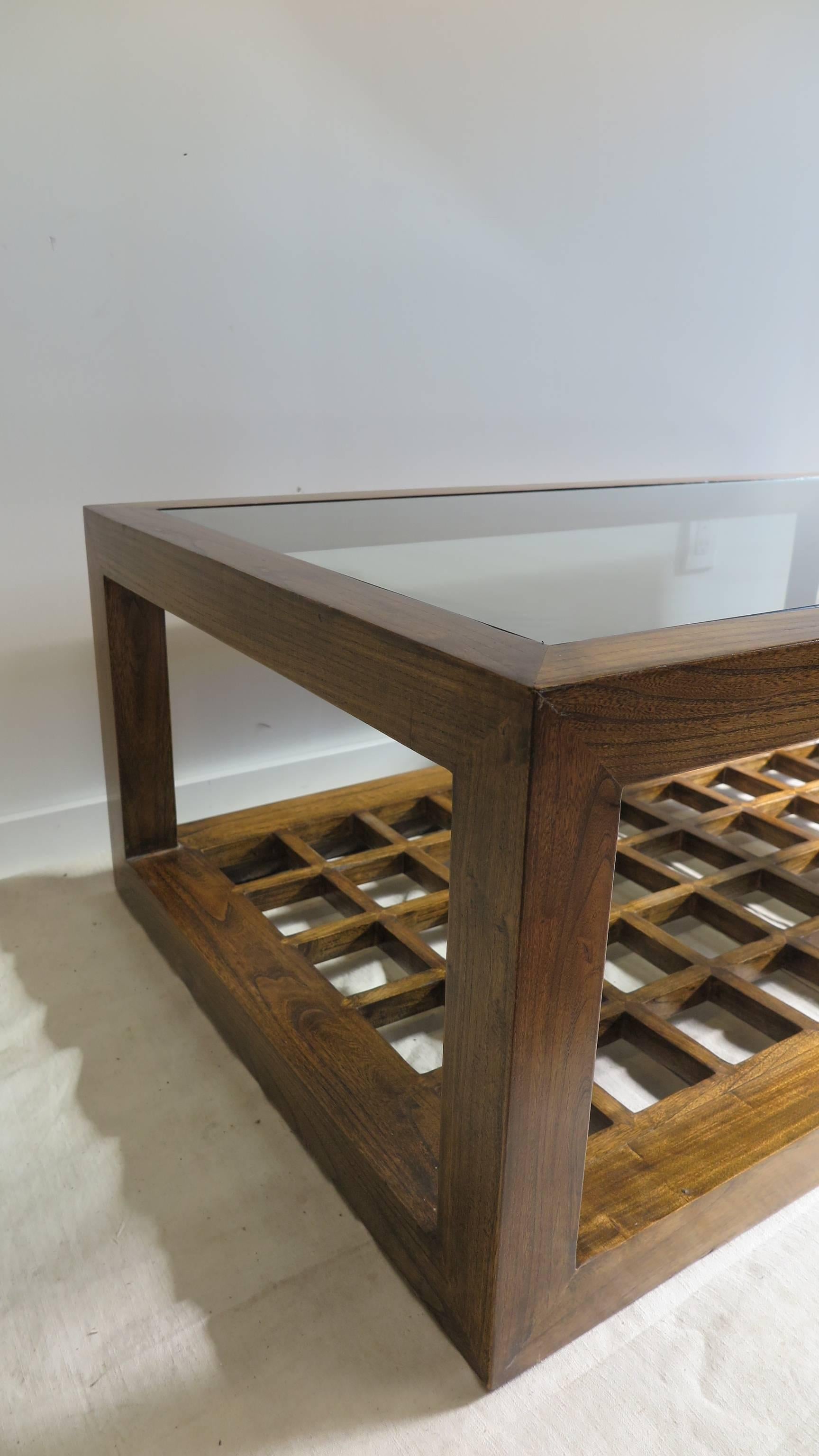 Glass Top wood Rectangle Cocktail table 4