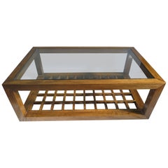 Glass Top wood Rectangle Cocktail table