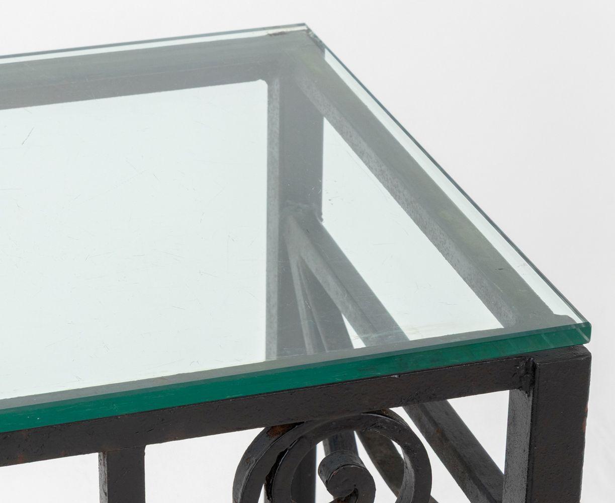 Consola de hierro forjado con tapa de cristal Vidrio en venta