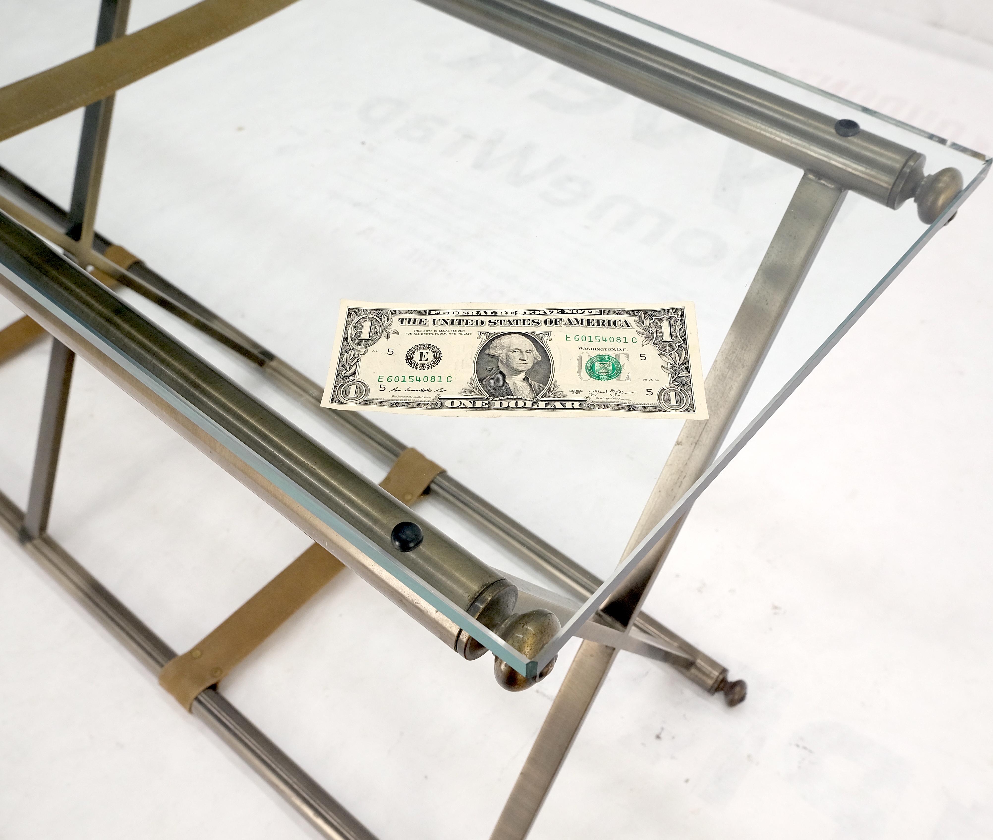 ¡Tablero de cristal en forma de X Base de cromo ahumado Consola rectangular Mesa de sofá MINT! en venta 5