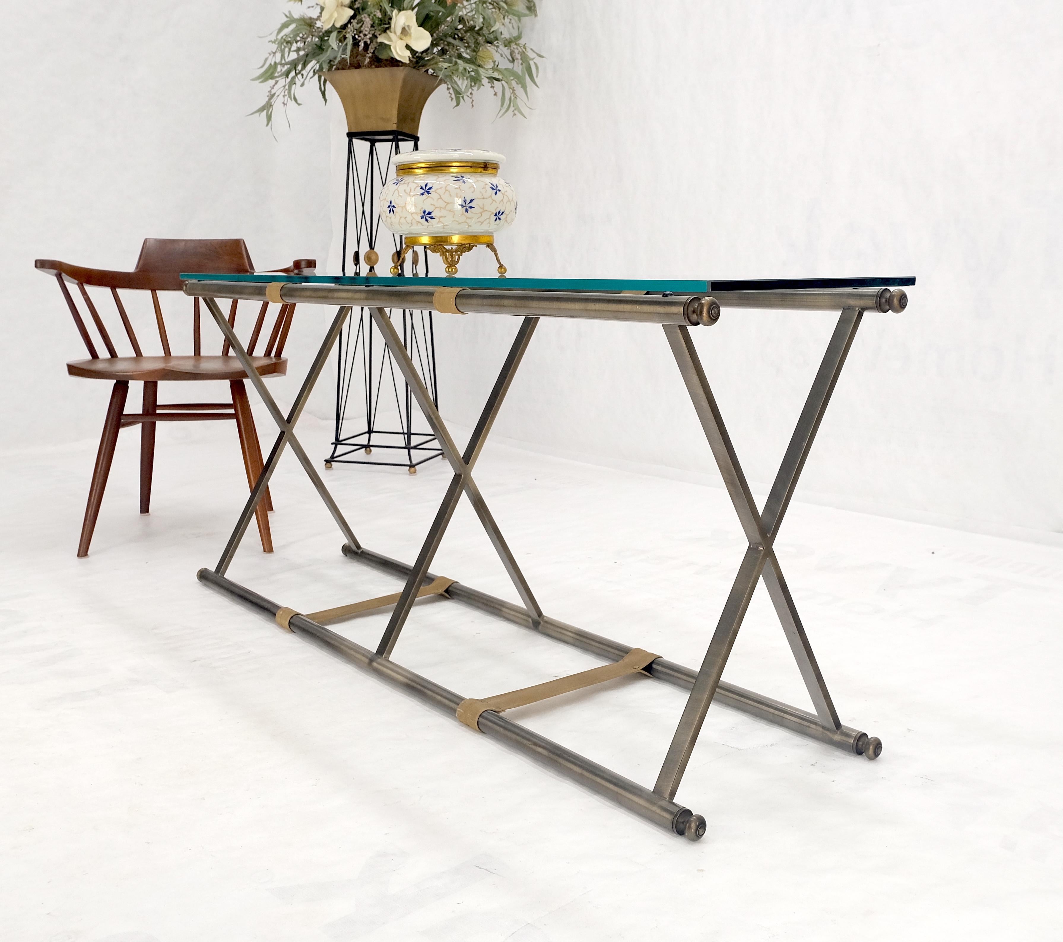 Glass Top X Shape Smoked Chrome Base rectangle Console Sofa Table MINT!
glass thickness: 0.5