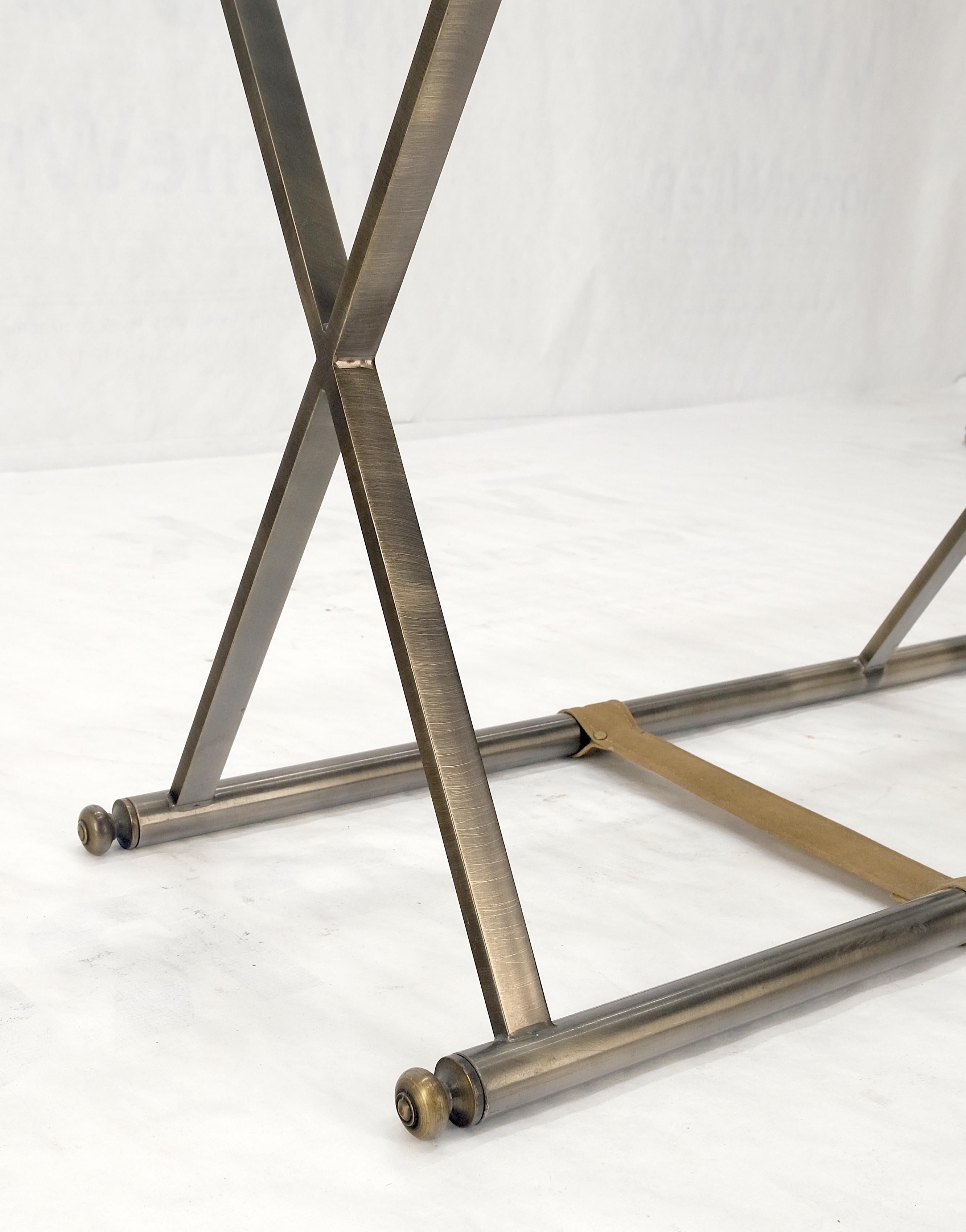 ¡Tablero de cristal en forma de X Base de cromo ahumado Consola rectangular Mesa de sofá MINT! en venta 1