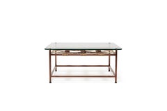 Glass-Topped Antique Copper Coffee Table