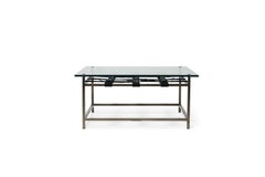 Glass-Topped Antique Nickel Coffee Table