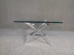 Glass-Topped Chrome Side Table
