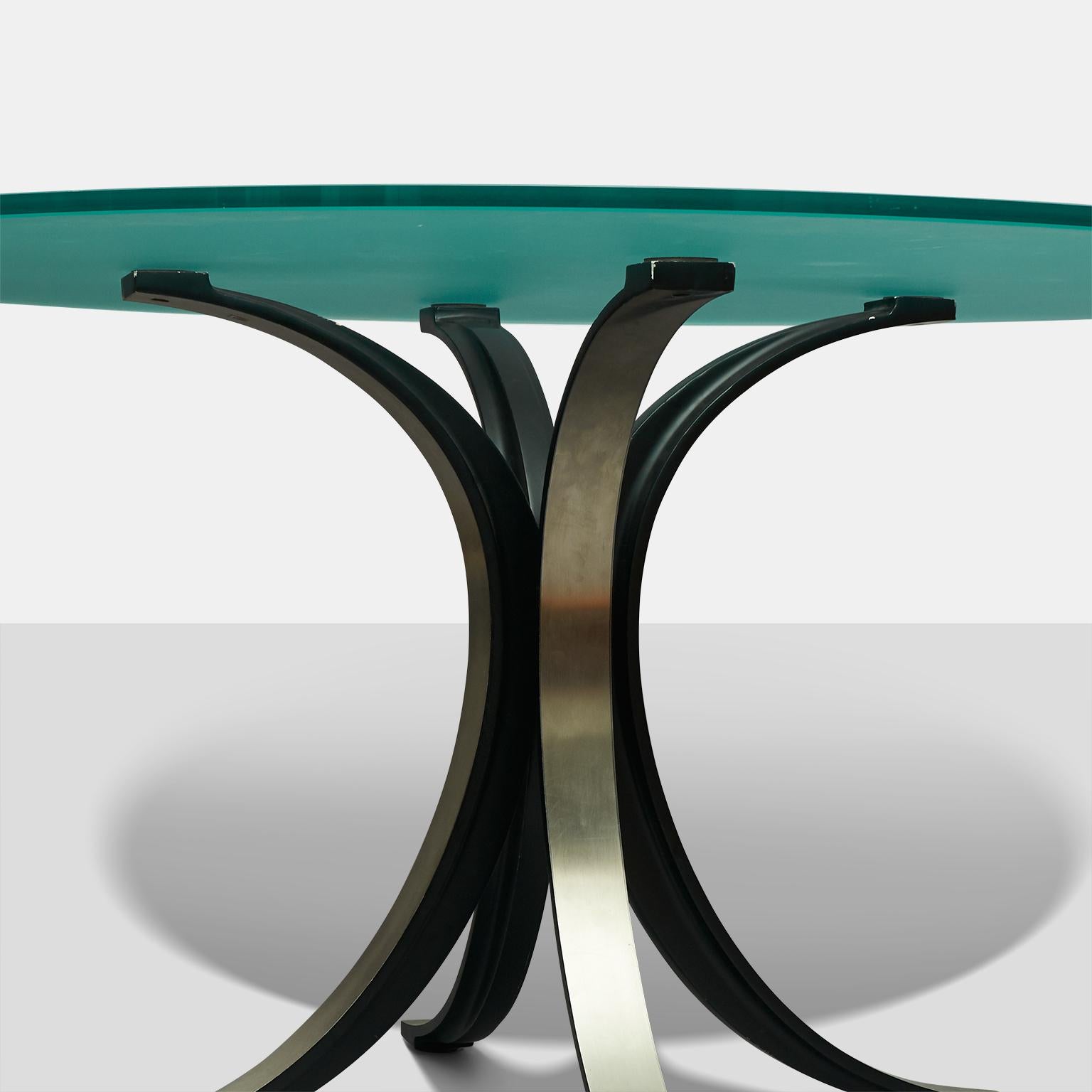 Mid-Century Modern Glass Topped Dining Table by Osvaldo Borsani For Sale