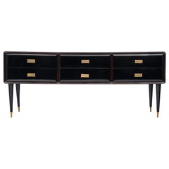 Glass Topped Italian Modernist Credenza