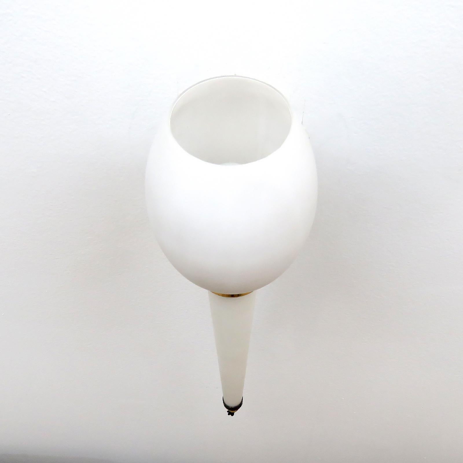 Brass Glass Torch Wall Light by Stilnovo, 1950 For Sale