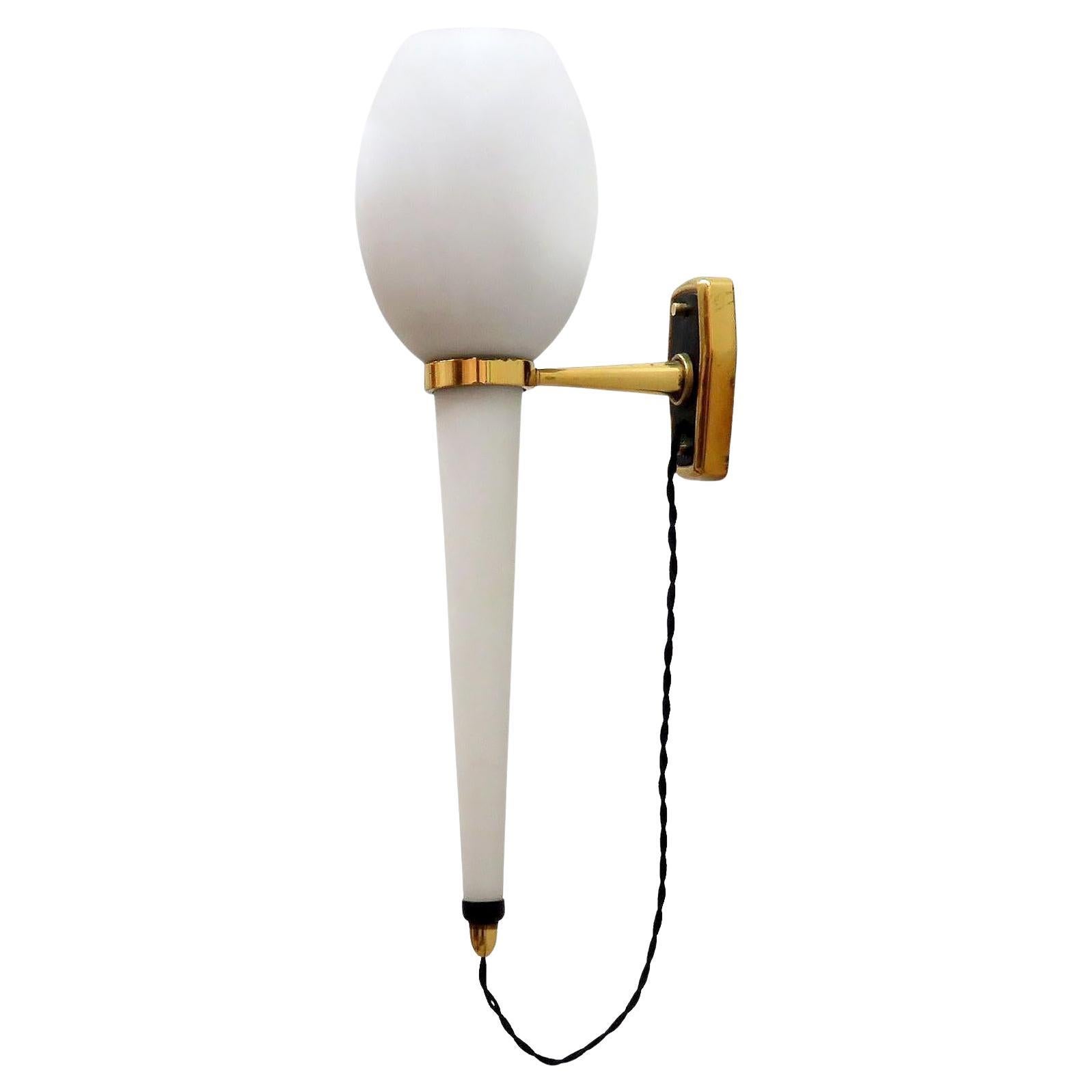 Glass Torch Wall Light by Stilnovo, 1950 For Sale