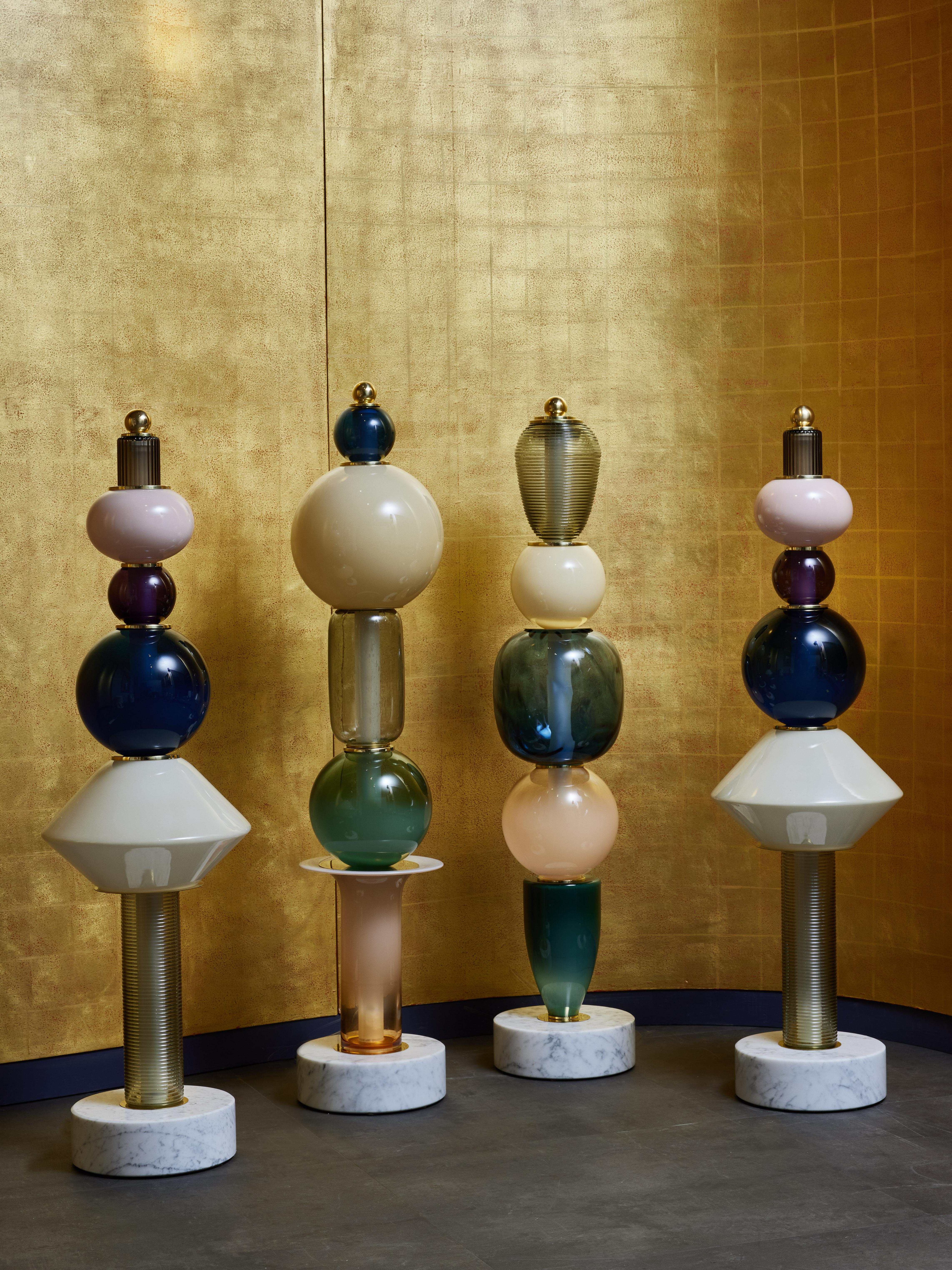 Modern Glass Totem Table Lamps by Glustin Luminaires For Sale