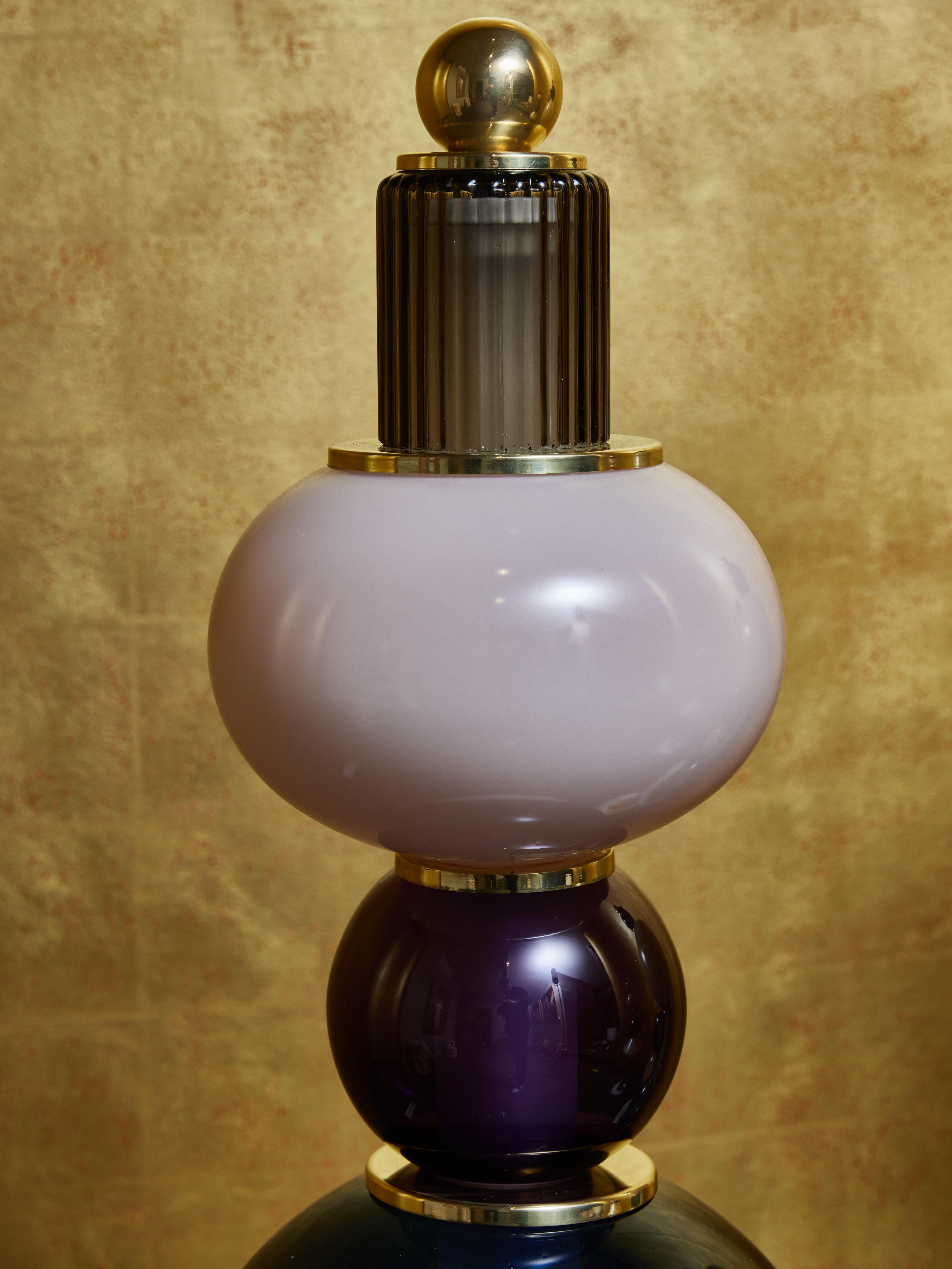 Italian Glass Totem Table Lamps by Glustin Luminaires For Sale