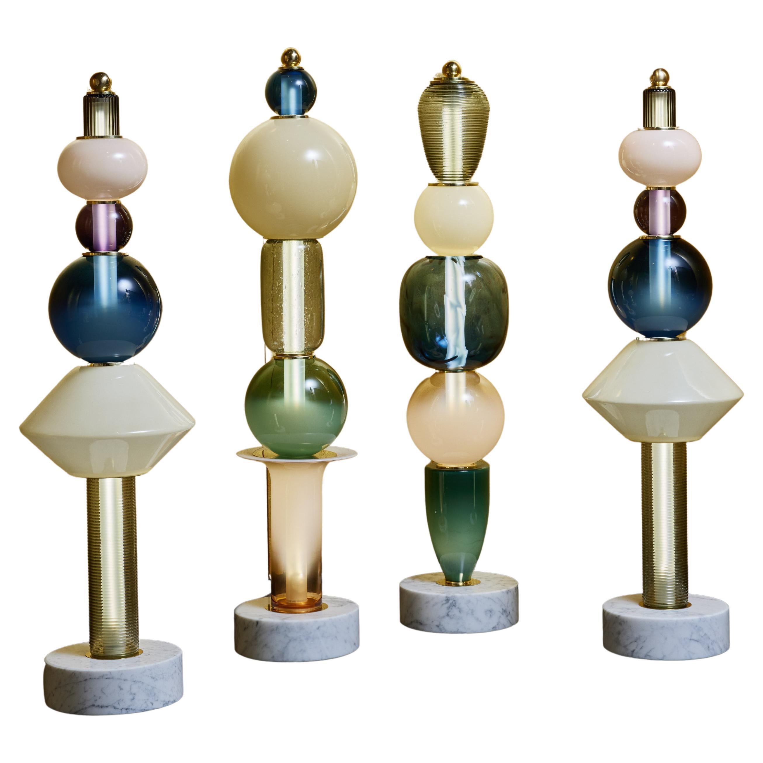 Glass Totem Table Lamps by Glustin Luminaires For Sale