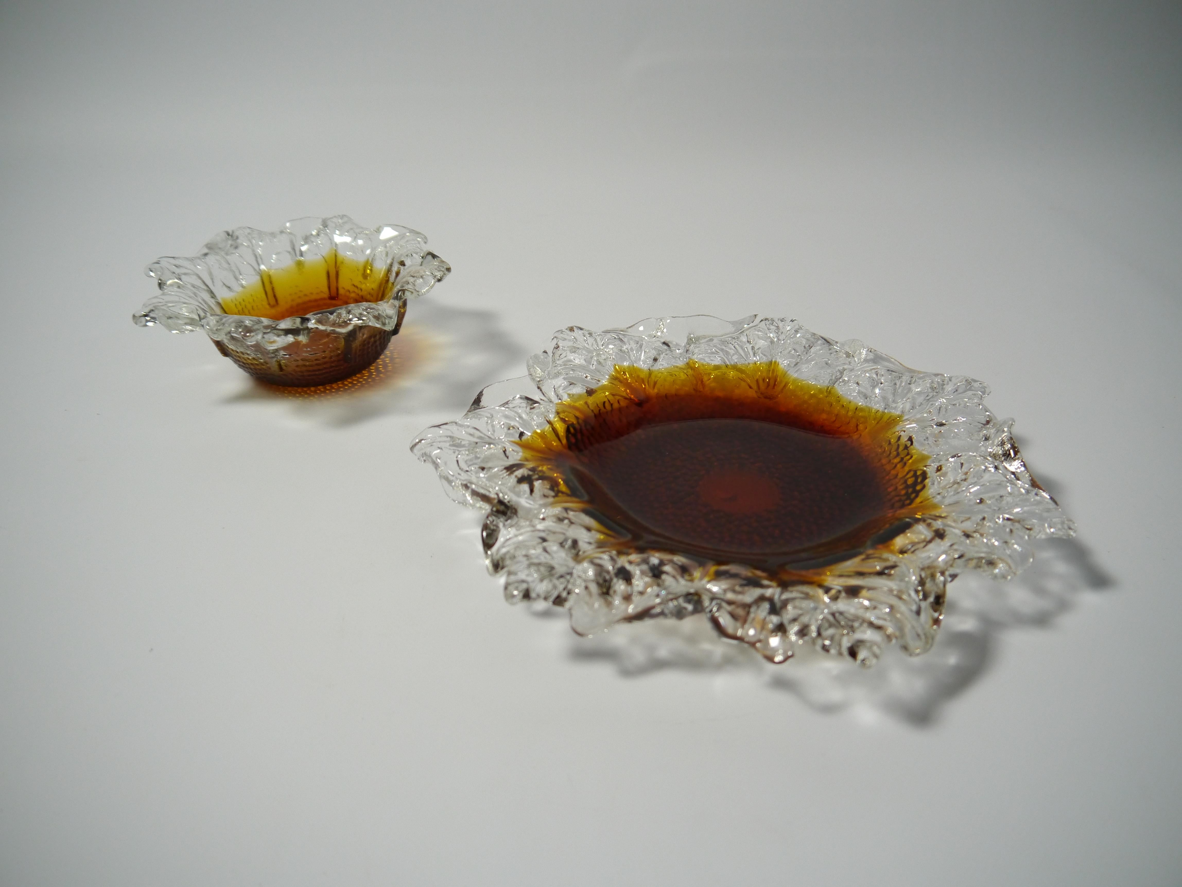 Scandinave moderne Plateau et bol en verre de Pertti Santalahti pour Humppila, Finlande, 1970 en vente