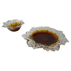 Plateau et bol en verre de Pertti Santalahti pour Humppila, Finlande, 1970