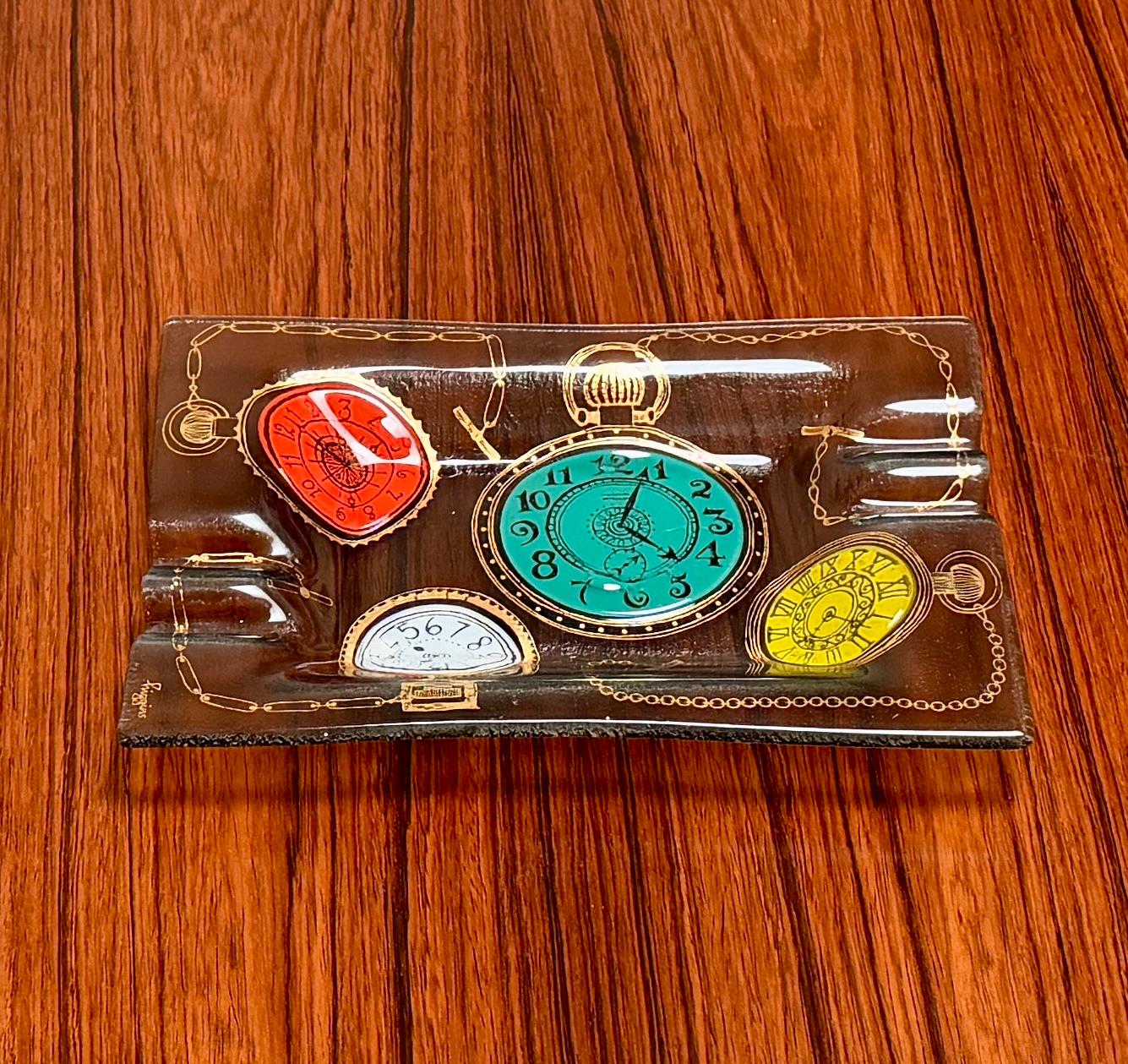 Glastablett 'Clocks' von Michael & Frances Higgins (Moderne der Mitte des Jahrhunderts) im Angebot