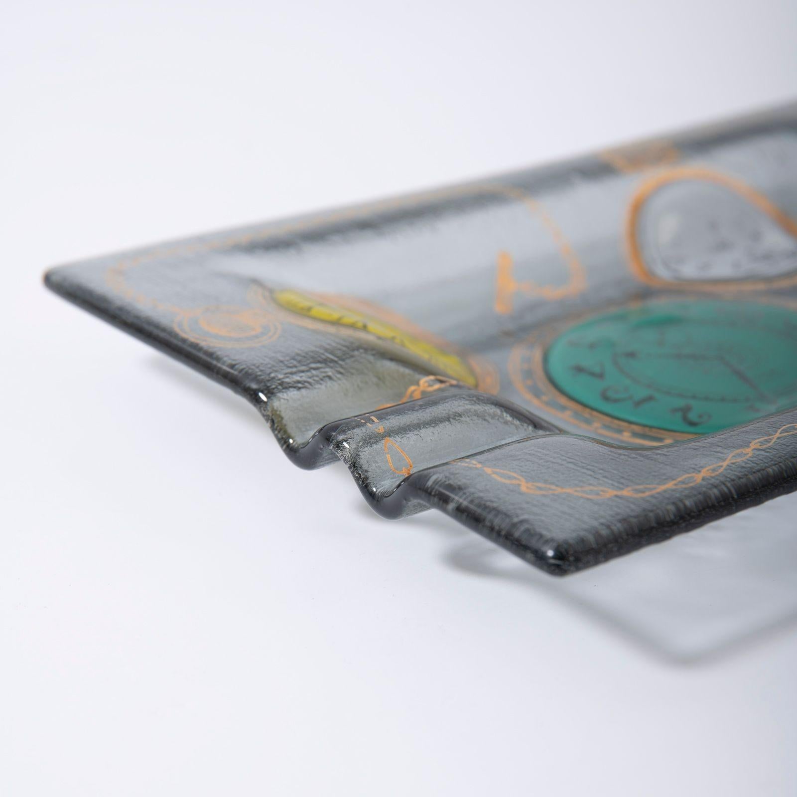 Glastablett 'Clocks' von Michael & Frances Higgins (Glaskunst) im Angebot