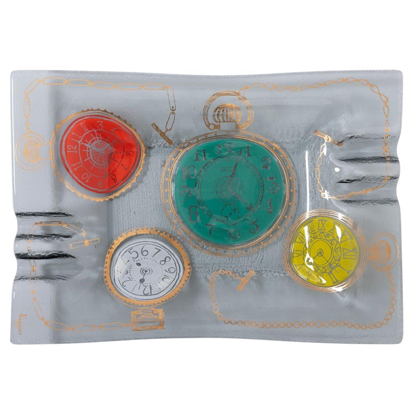 Glastablett 'Clocks' von Michael & Frances Higgins im Angebot