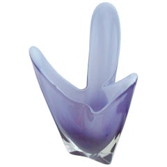 Used Glass Tricorn Cased Cased Glass Vase Flygfors Mid-1950s, Kedelv