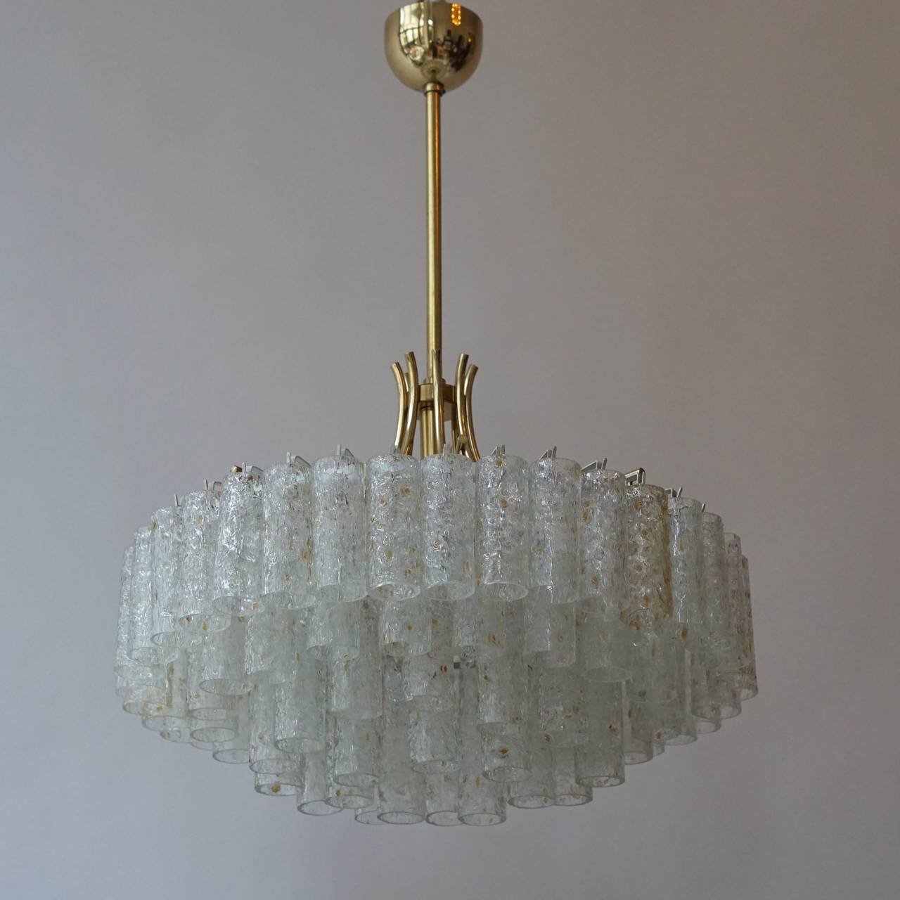 Glass Tube and Brass Chandelier by Doria, Germany In Good Condition In Antwerp, BE