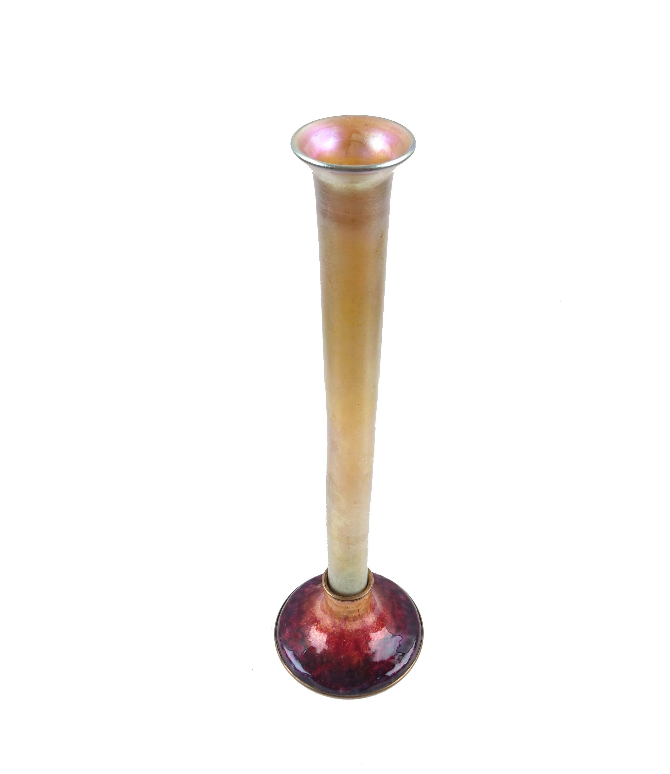 Glass Tube Vase Signed Louis C. Tiffany Early 900 Irish Glass 3