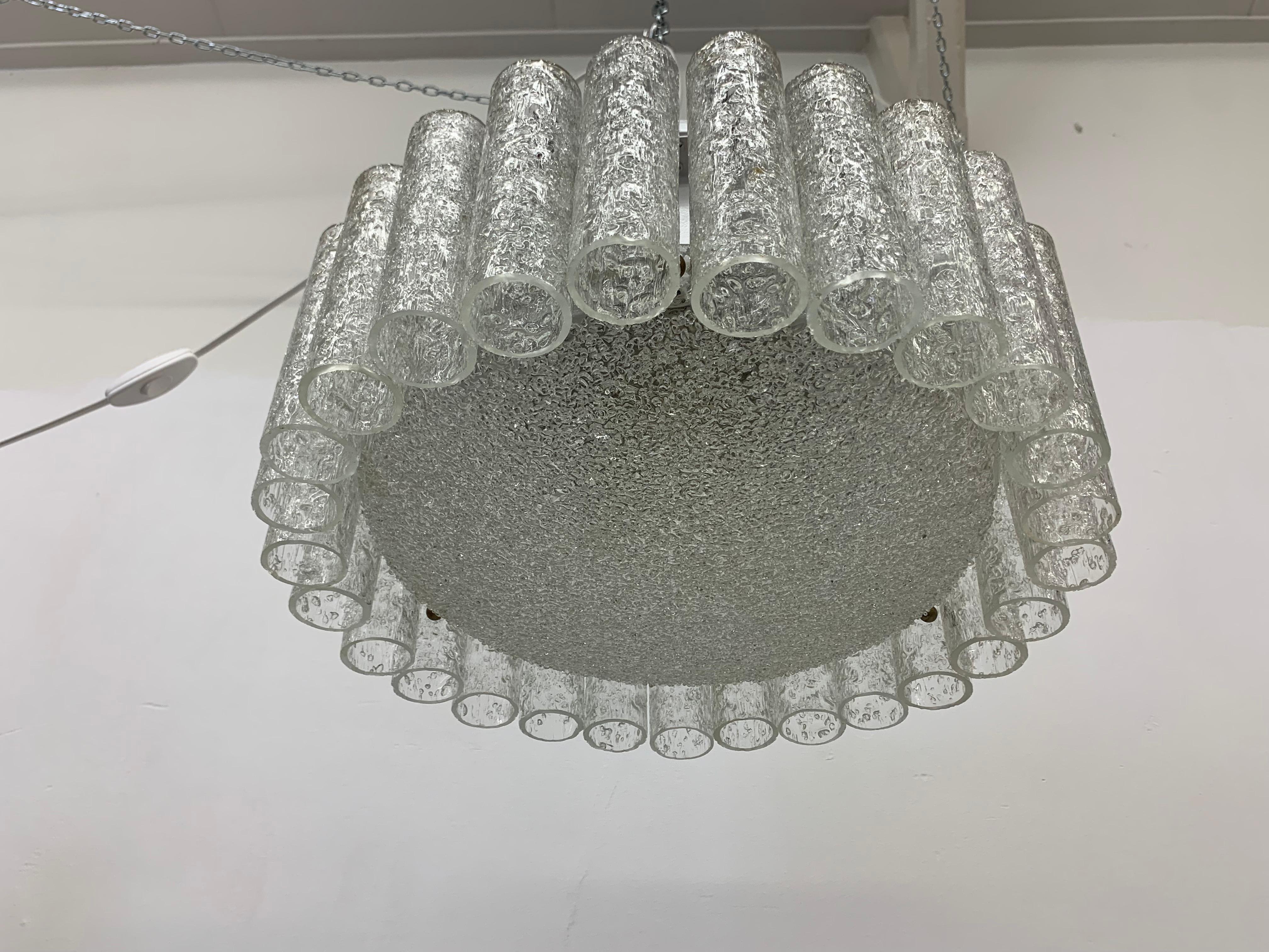 Glasröhren-Kronleuchter Einbaubeleuchtung von Doria Leuchten, 1960er Jahre im Angebot 3