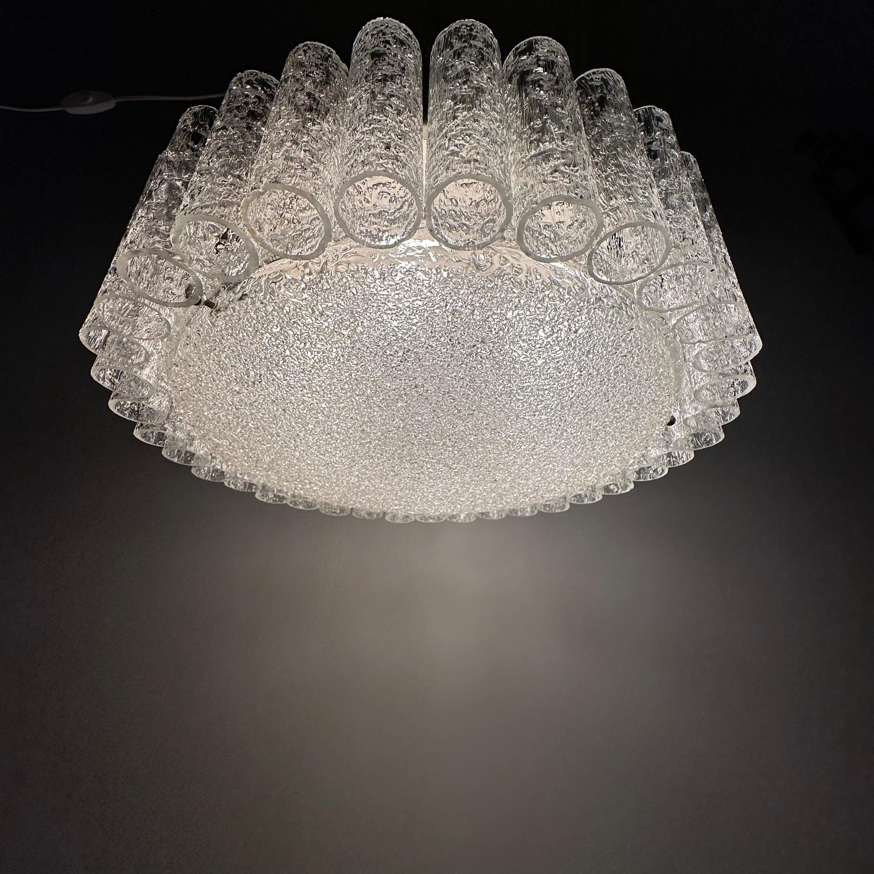 Glass Tubes Chandelier Flush mount from Doria Leuchten, 1960s For Sale 3