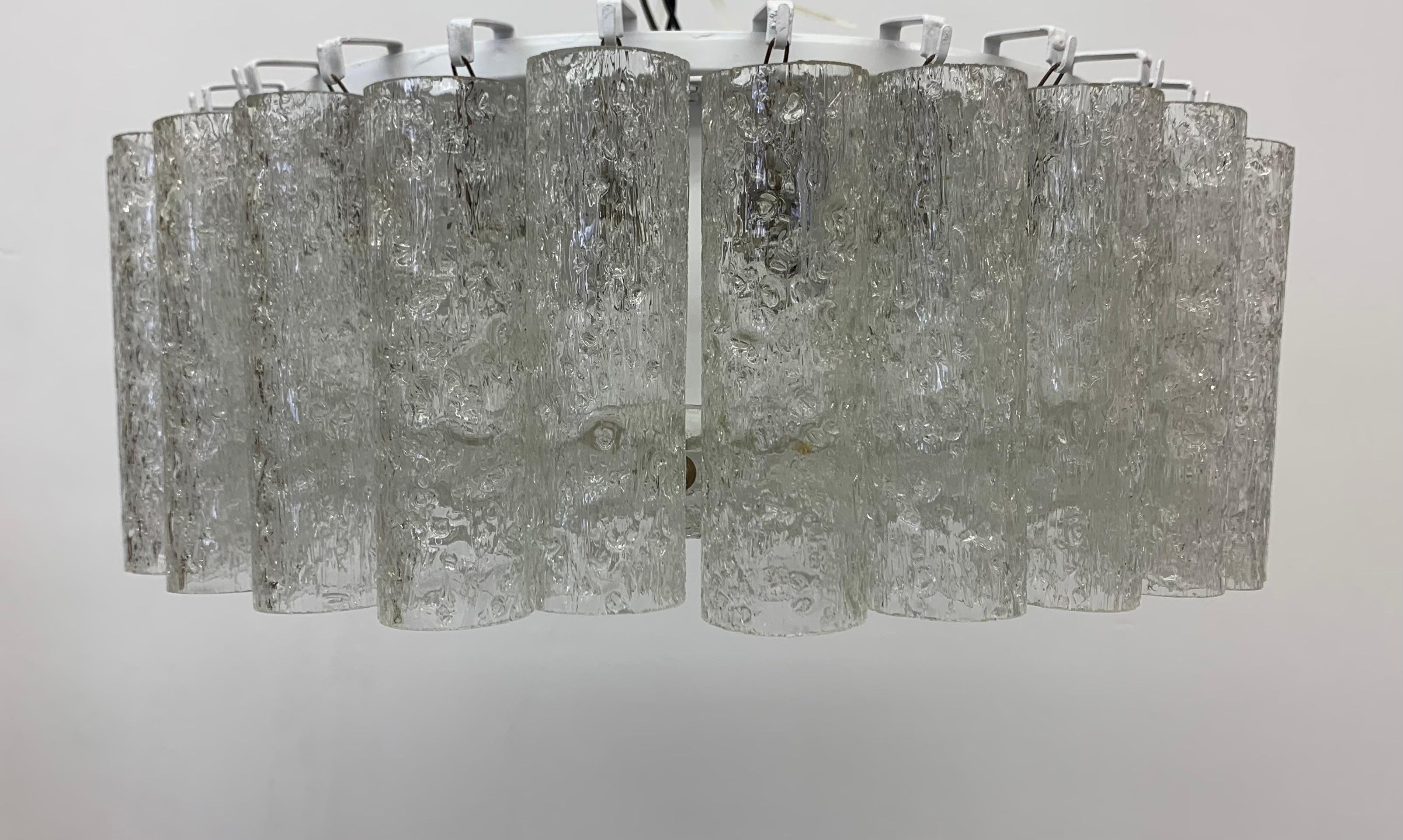 Glass Tubes Chandelier Flush Mount from Doria Leuchten, 1960s For Sale 4