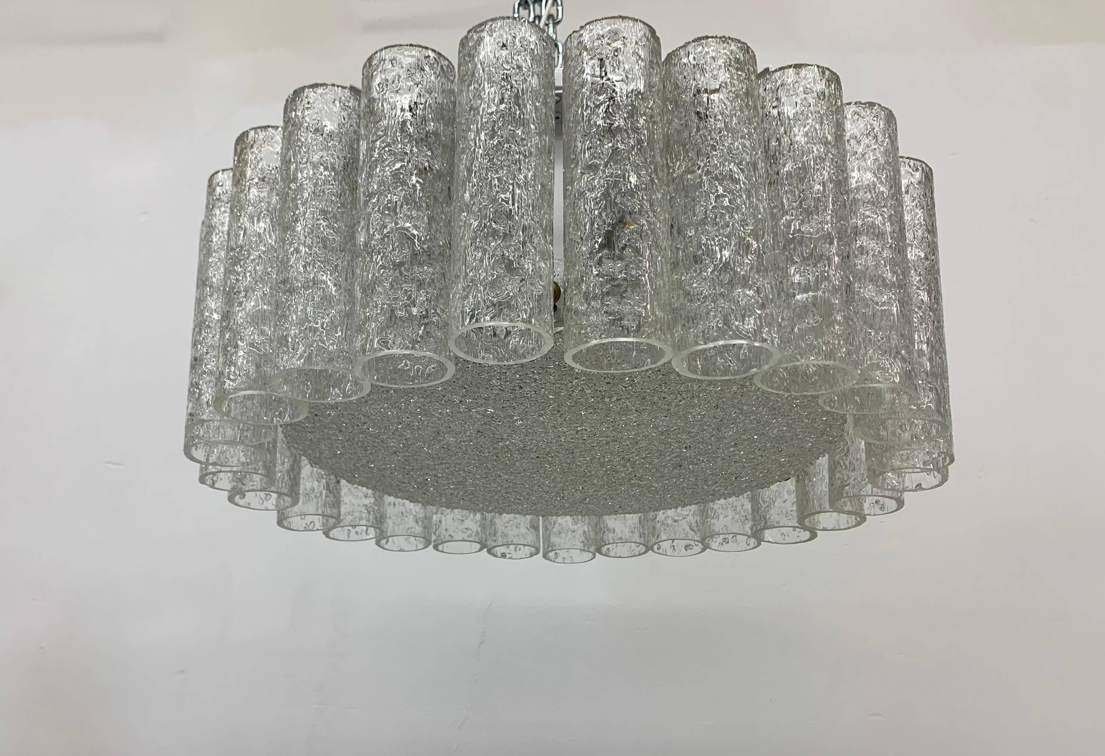 Glass Tubes Chandelier Flush Mount from Doria Leuchten, 1960s For Sale 5