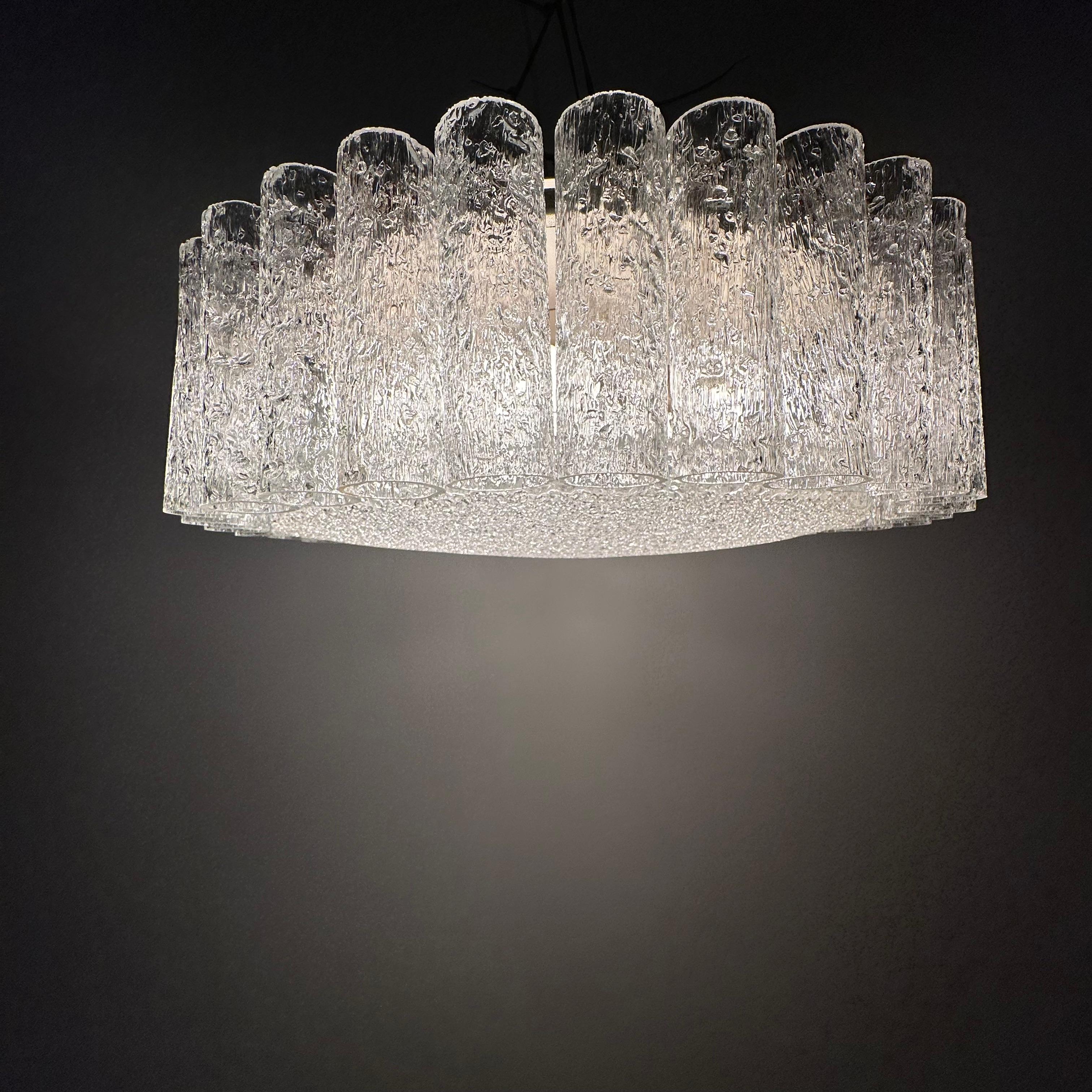 Glass Tubes Chandelier Flush mount from Doria Leuchten, 1960s For Sale 5