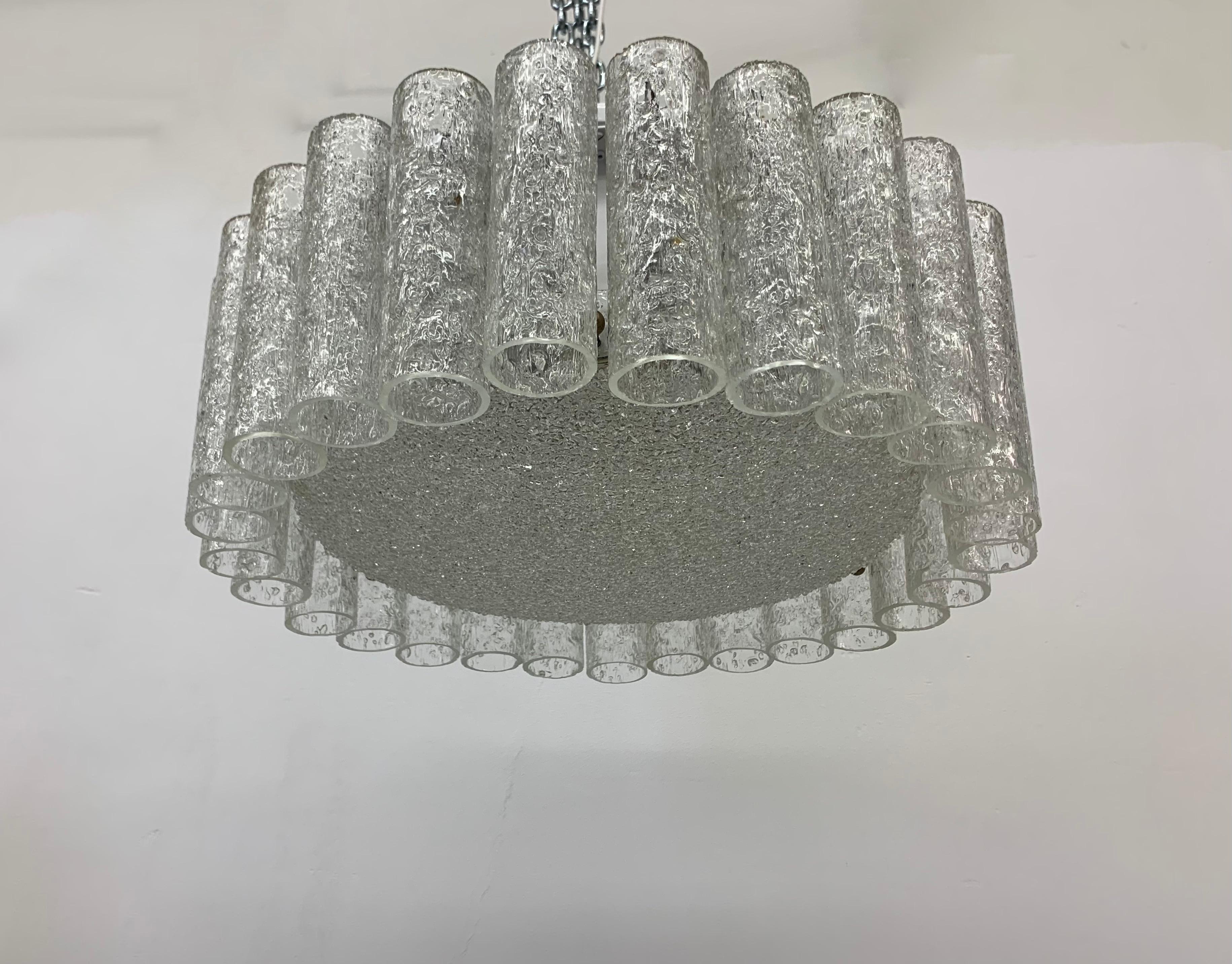 Glass Tubes Chandelier Flush Mount from Doria Leuchten, 1960s For Sale 6