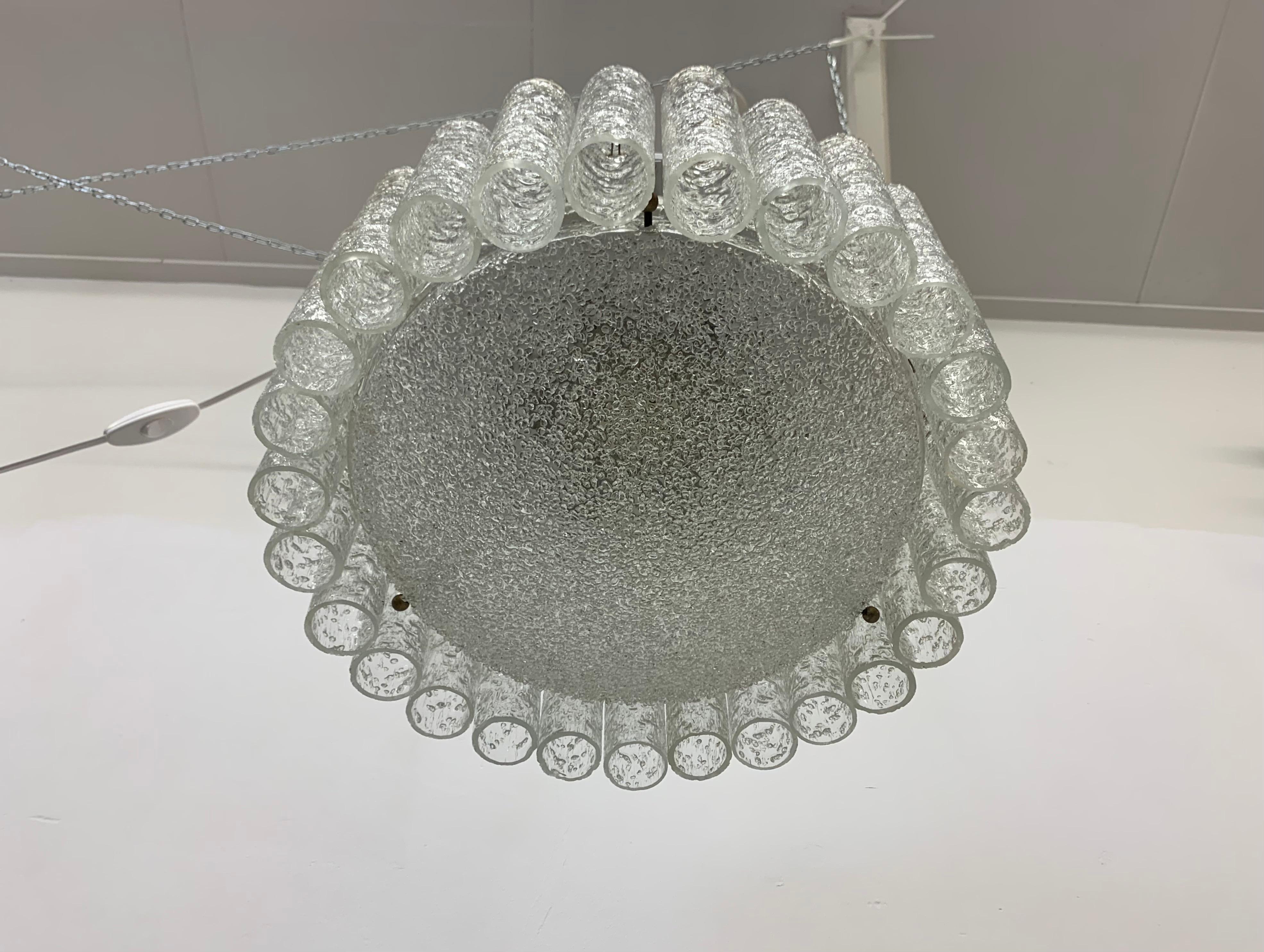 Glasröhren-Kronleuchter Einbaubeleuchtung von Doria Leuchten, 1960er Jahre im Angebot 7