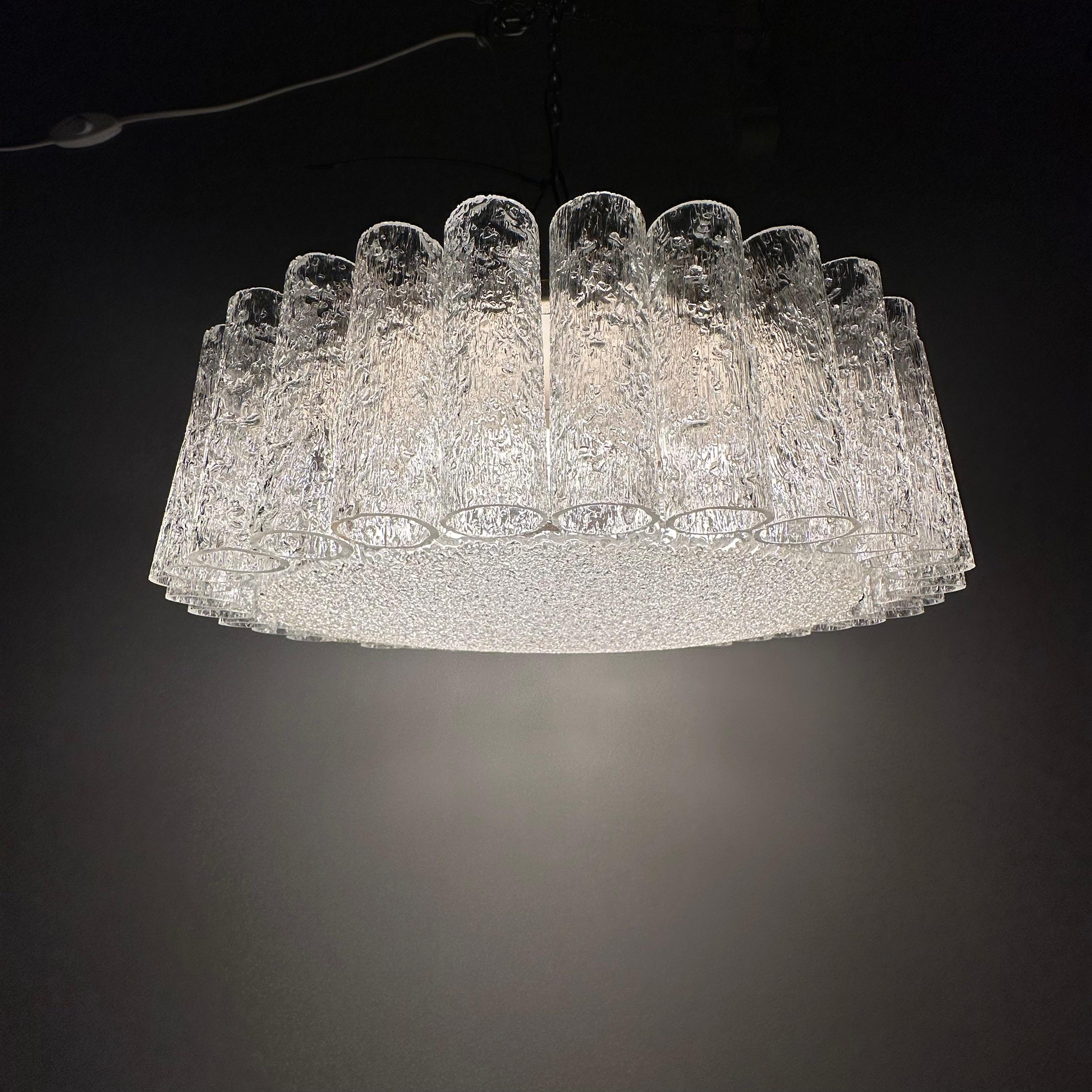 Glasröhren-Kronleuchter Einbaubeleuchtung von Doria Leuchten, 1960er Jahre im Angebot 7