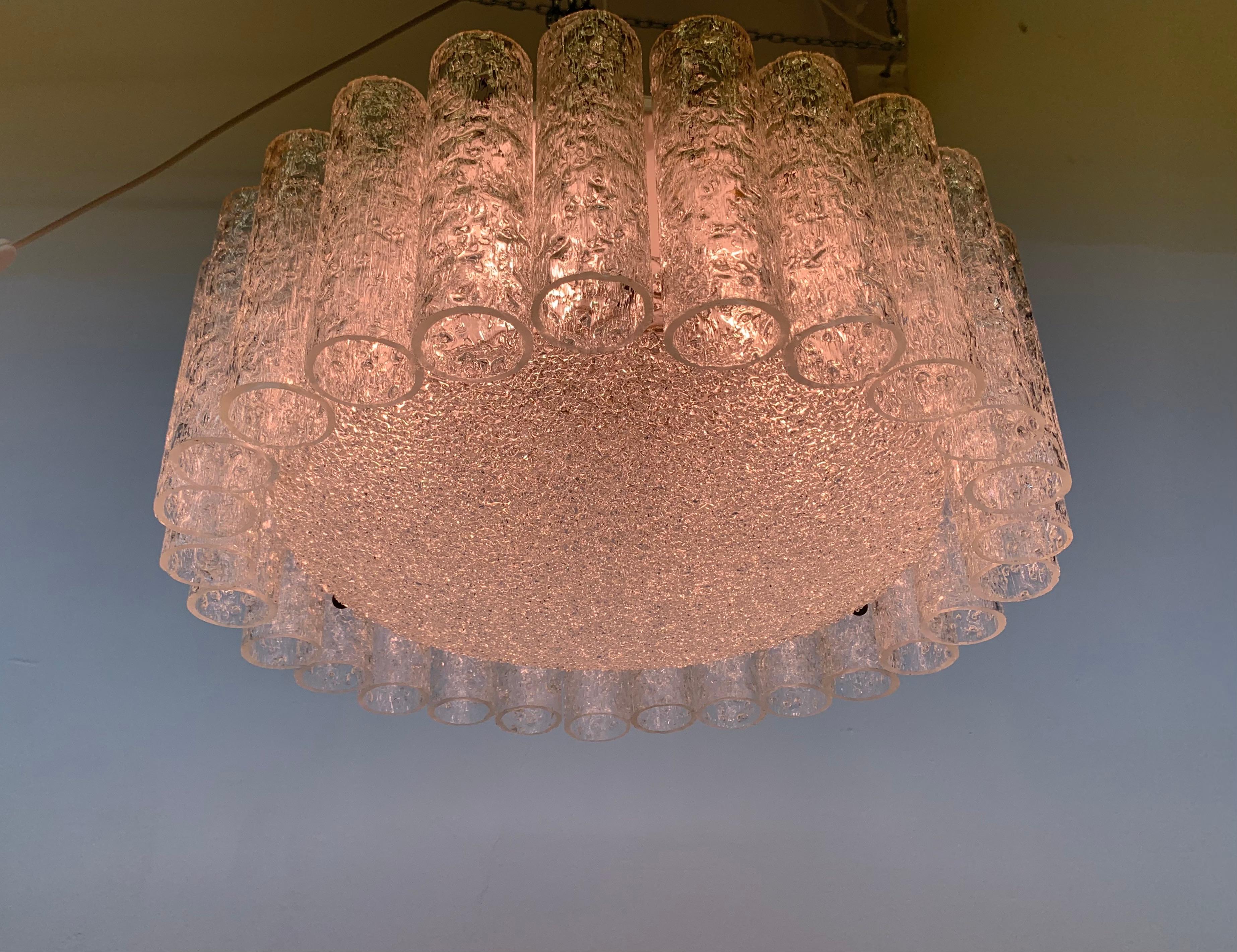 Glasröhren-Kronleuchter Einbaubeleuchtung von Doria Leuchten, 1960er Jahre im Angebot 9