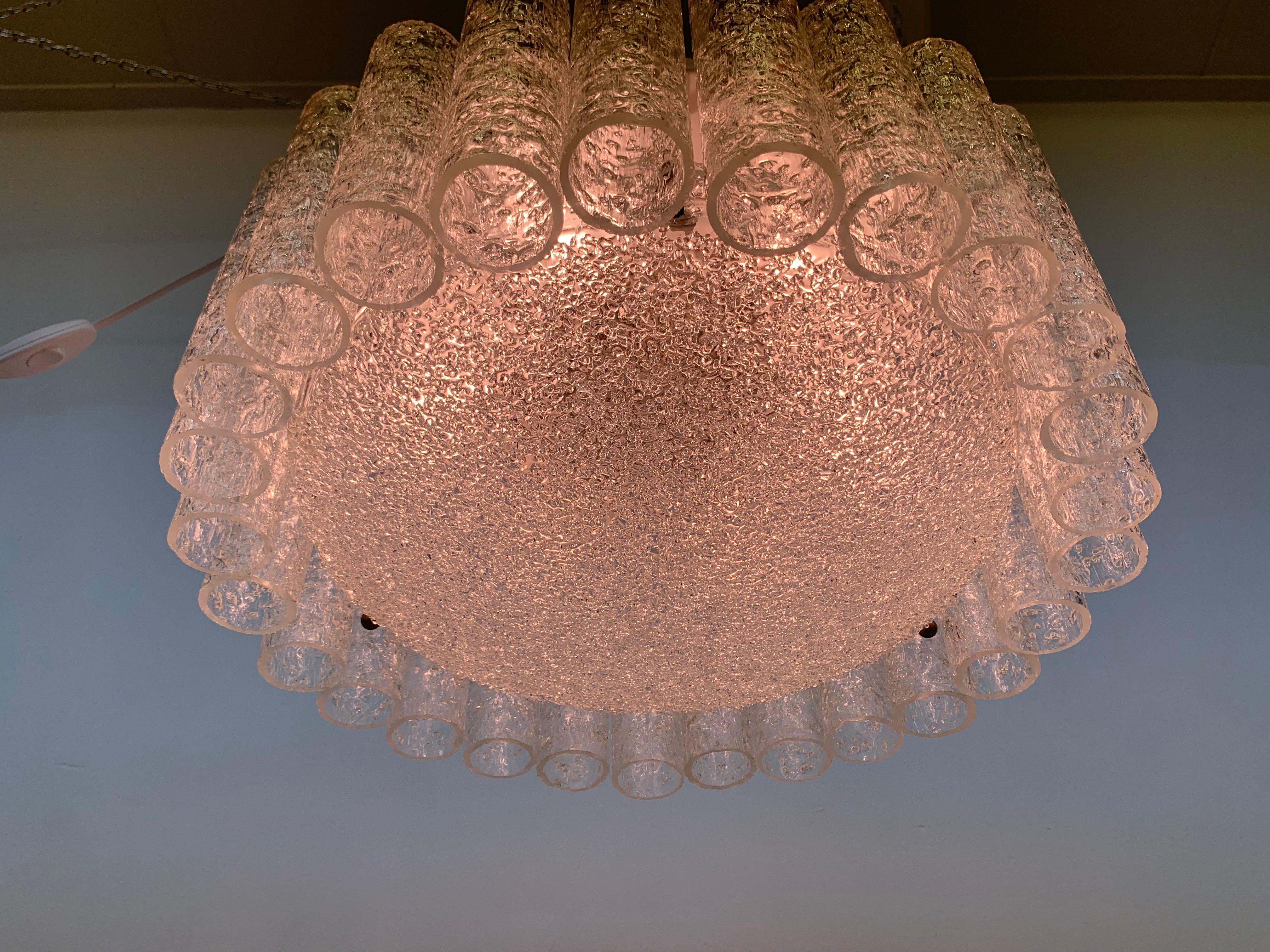 Glass Tubes Chandelier Flush Mount from Doria Leuchten, 1960s For Sale 10