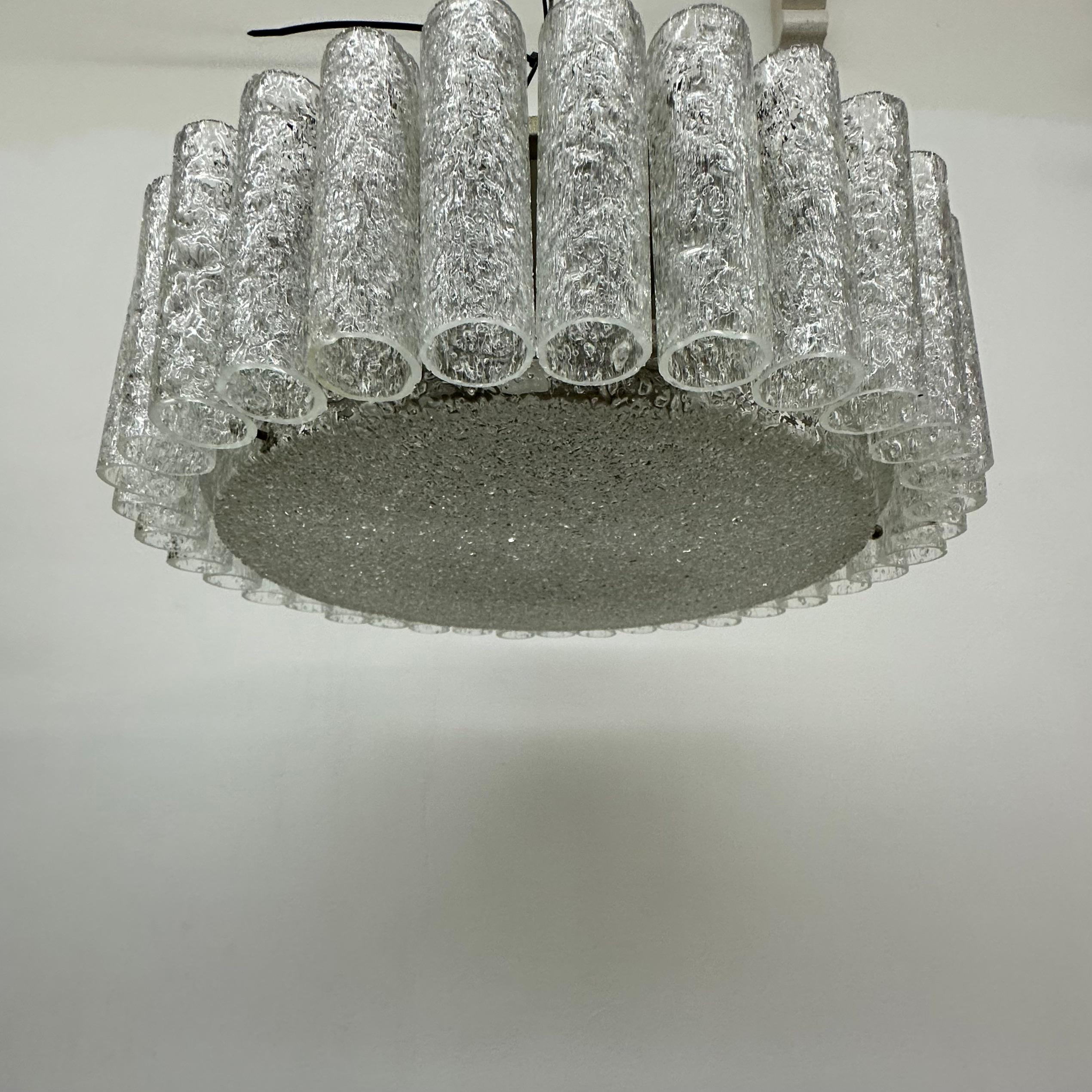 Glass Tubes Chandelier Flush mount from Doria Leuchten, 1960s For Sale 10
