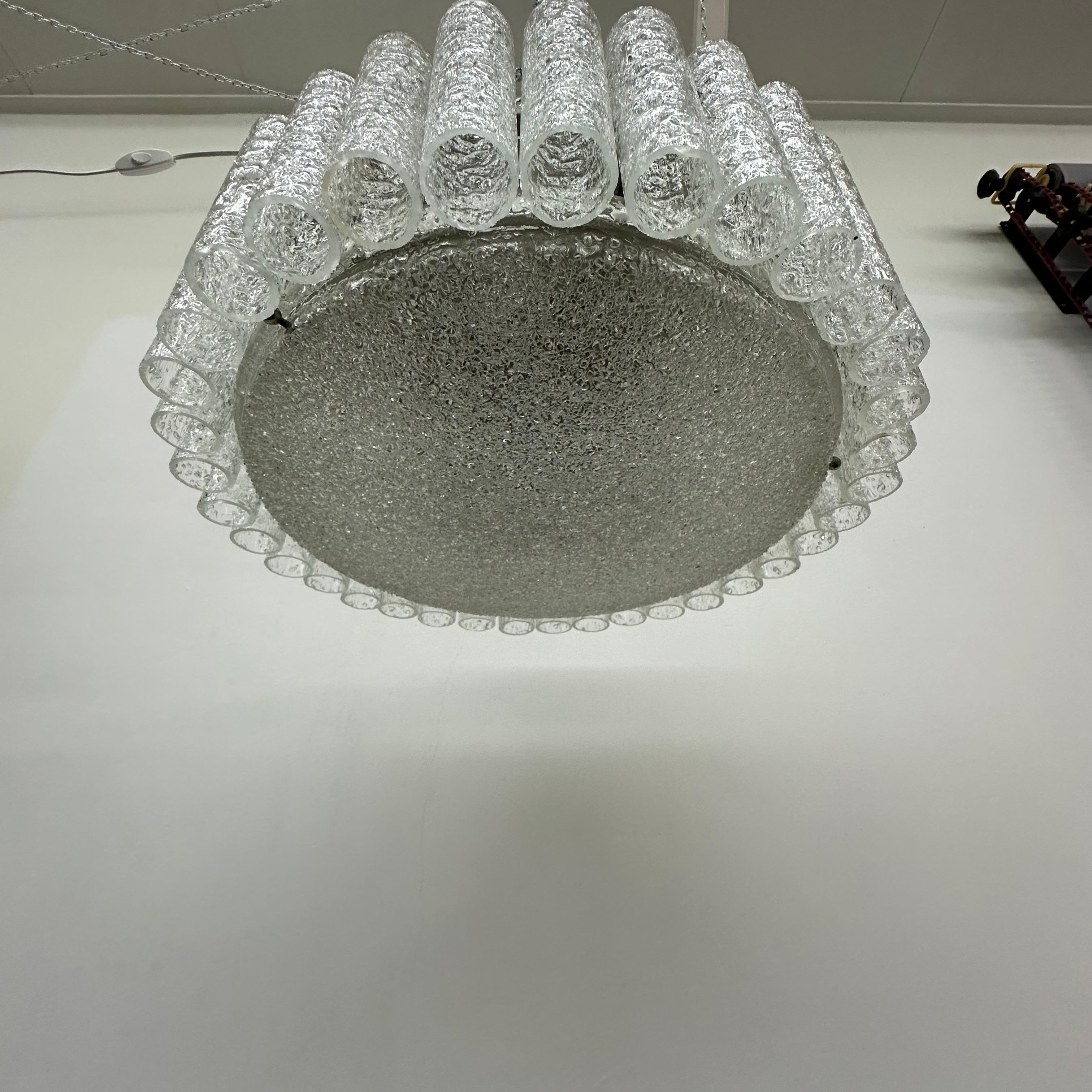 Glass Tubes Chandelier Flush mount from Doria Leuchten, 1960s For Sale 11