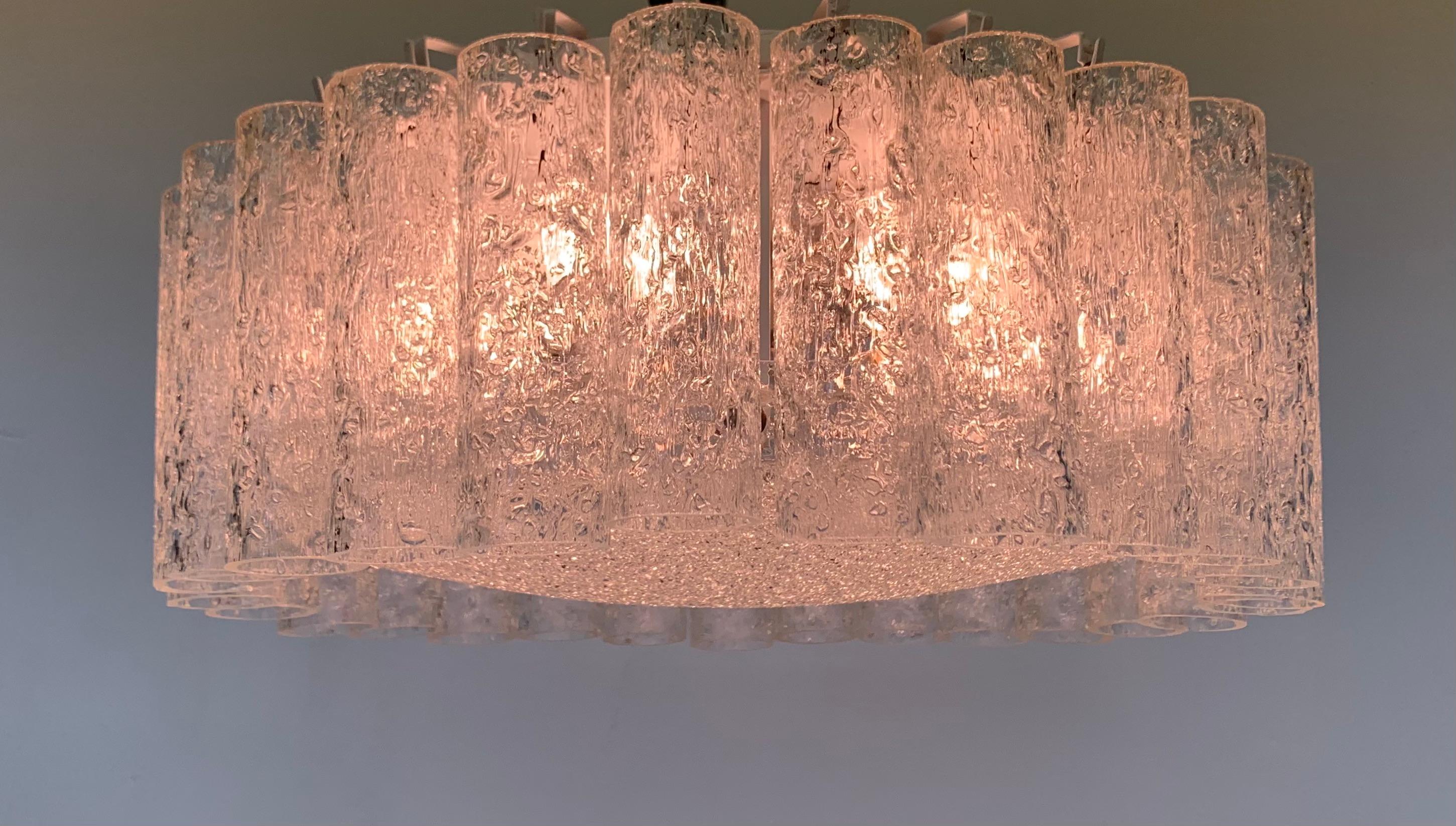 Glasröhren-Kronleuchter Einbaubeleuchtung von Doria Leuchten, 1960er Jahre im Angebot 12