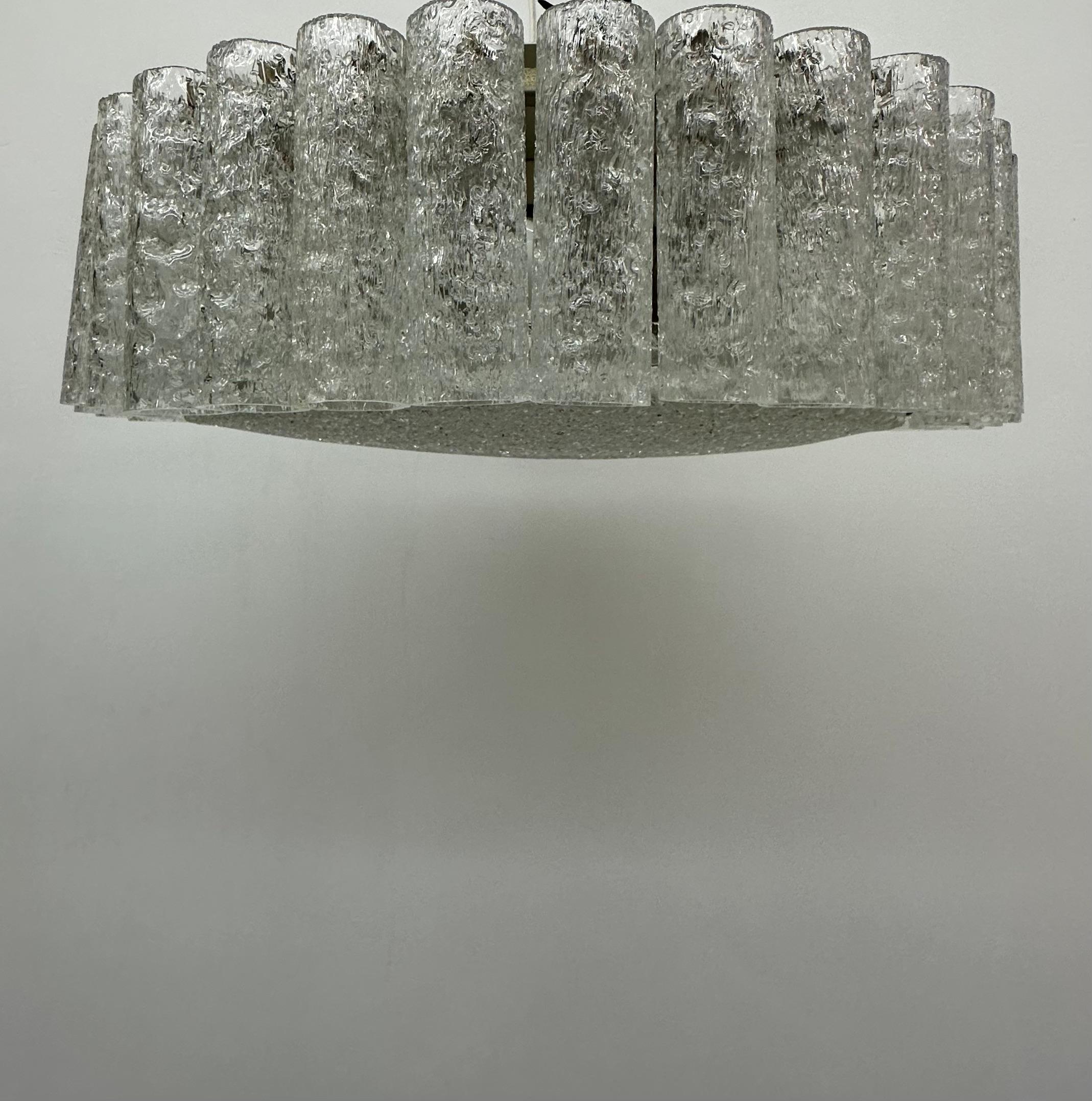 Glass Tubes Chandelier Flush mount from Doria Leuchten, 1960s For Sale 12