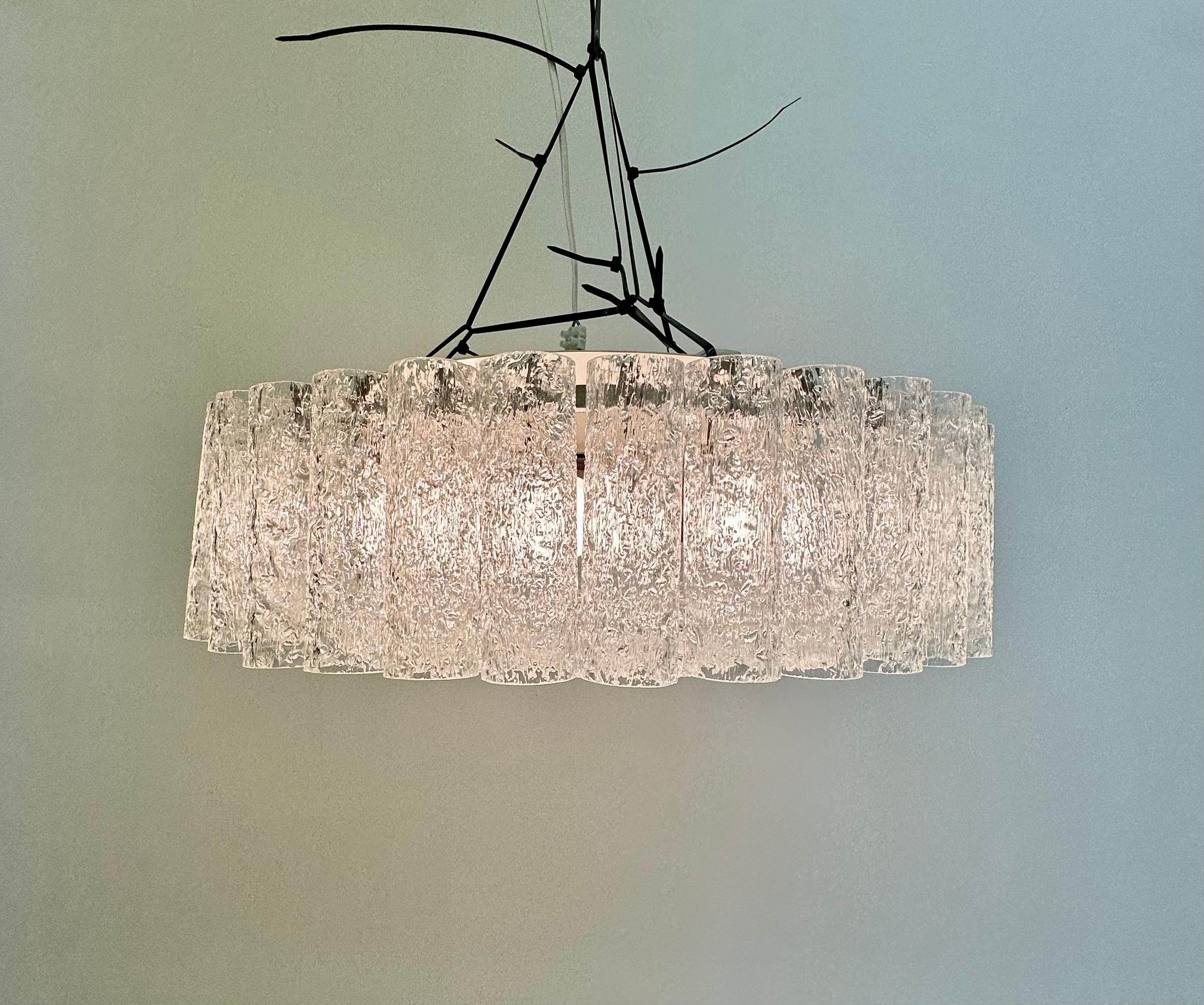 Glasröhren-Kronleuchter Einbaubeleuchtung von Doria Leuchten, 1960er Jahre (Moderne der Mitte des Jahrhunderts) im Angebot
