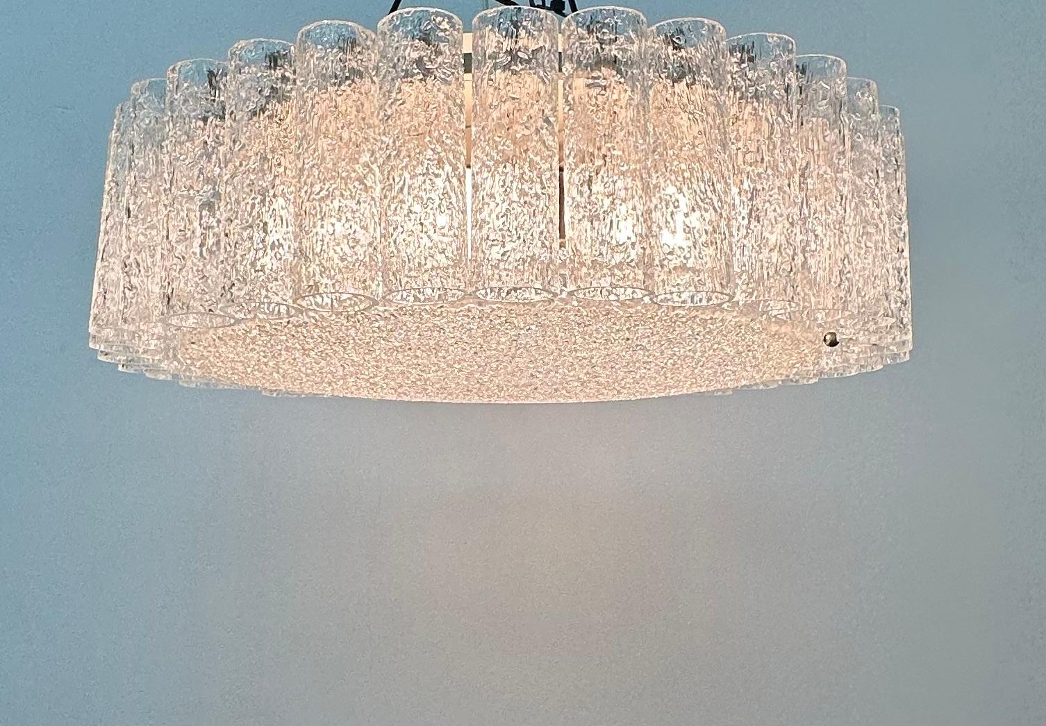 German Glass Tubes Chandelier Flush mount from Doria Leuchten, 1960s For Sale