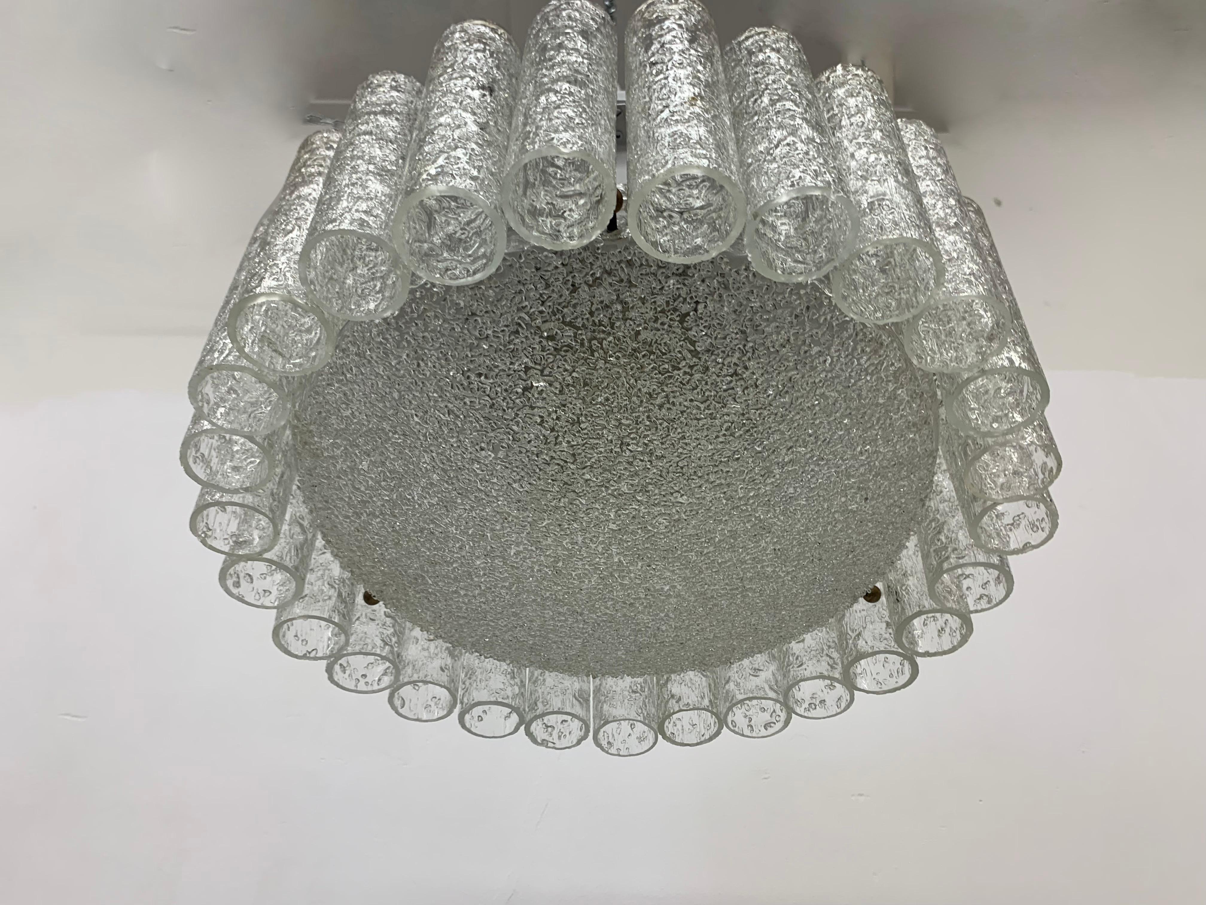 Glasröhren-Kronleuchter Einbaubeleuchtung von Doria Leuchten, 1960er Jahre im Angebot 1