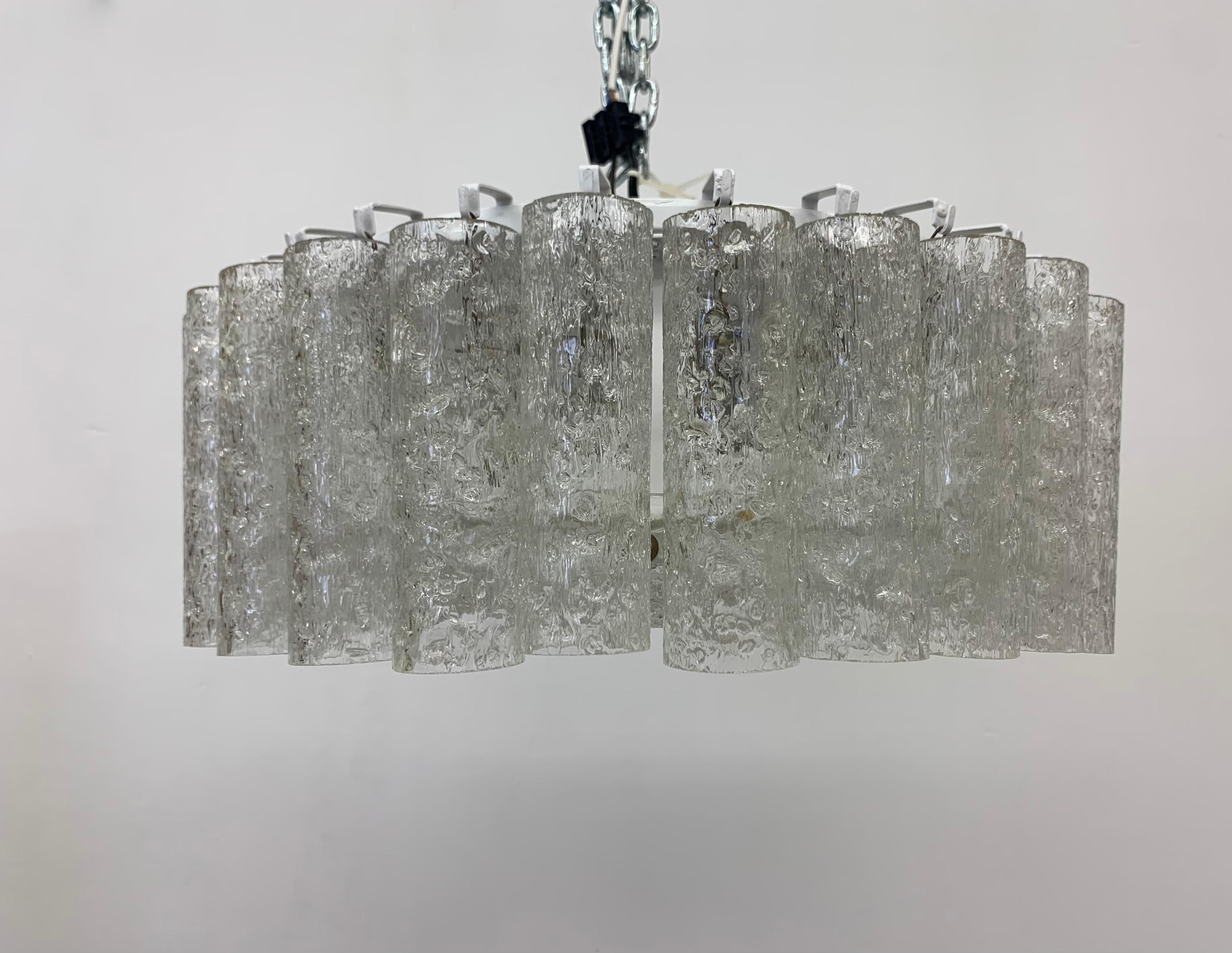 Glass Tubes Chandelier Flush Mount from Doria Leuchten, 1960s For Sale 2