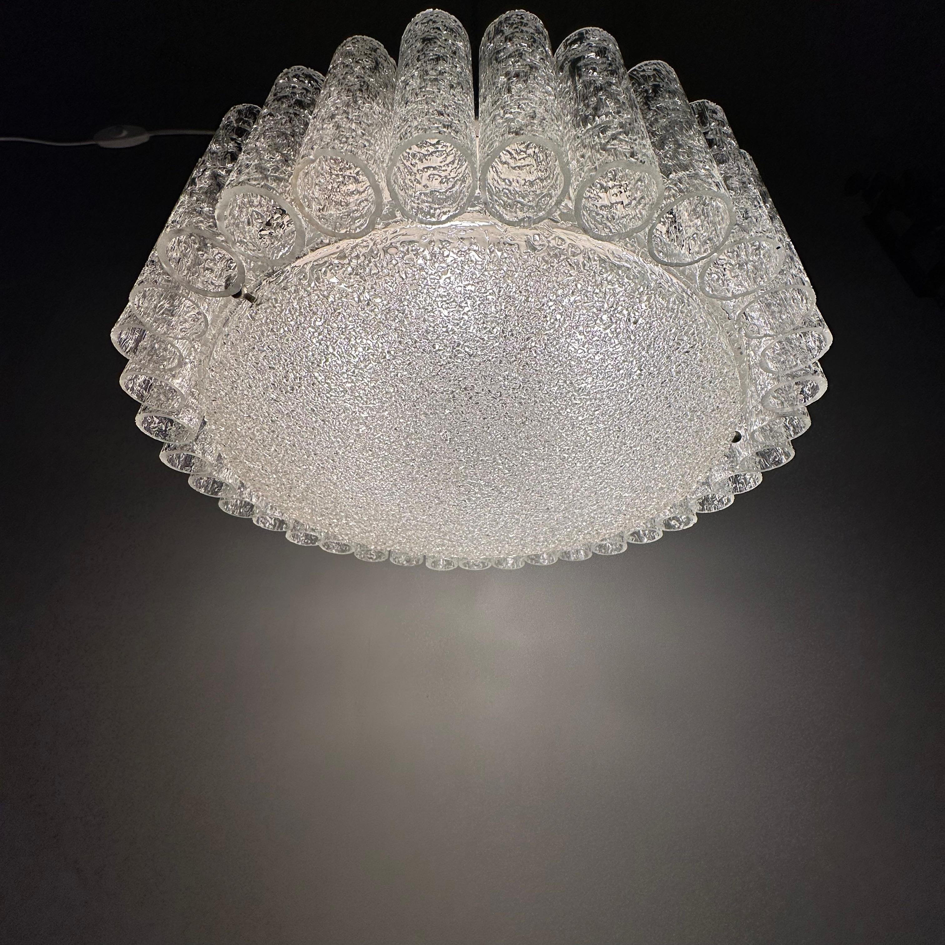 Glasröhren-Kronleuchter Einbaubeleuchtung von Doria Leuchten, 1960er Jahre im Angebot 2