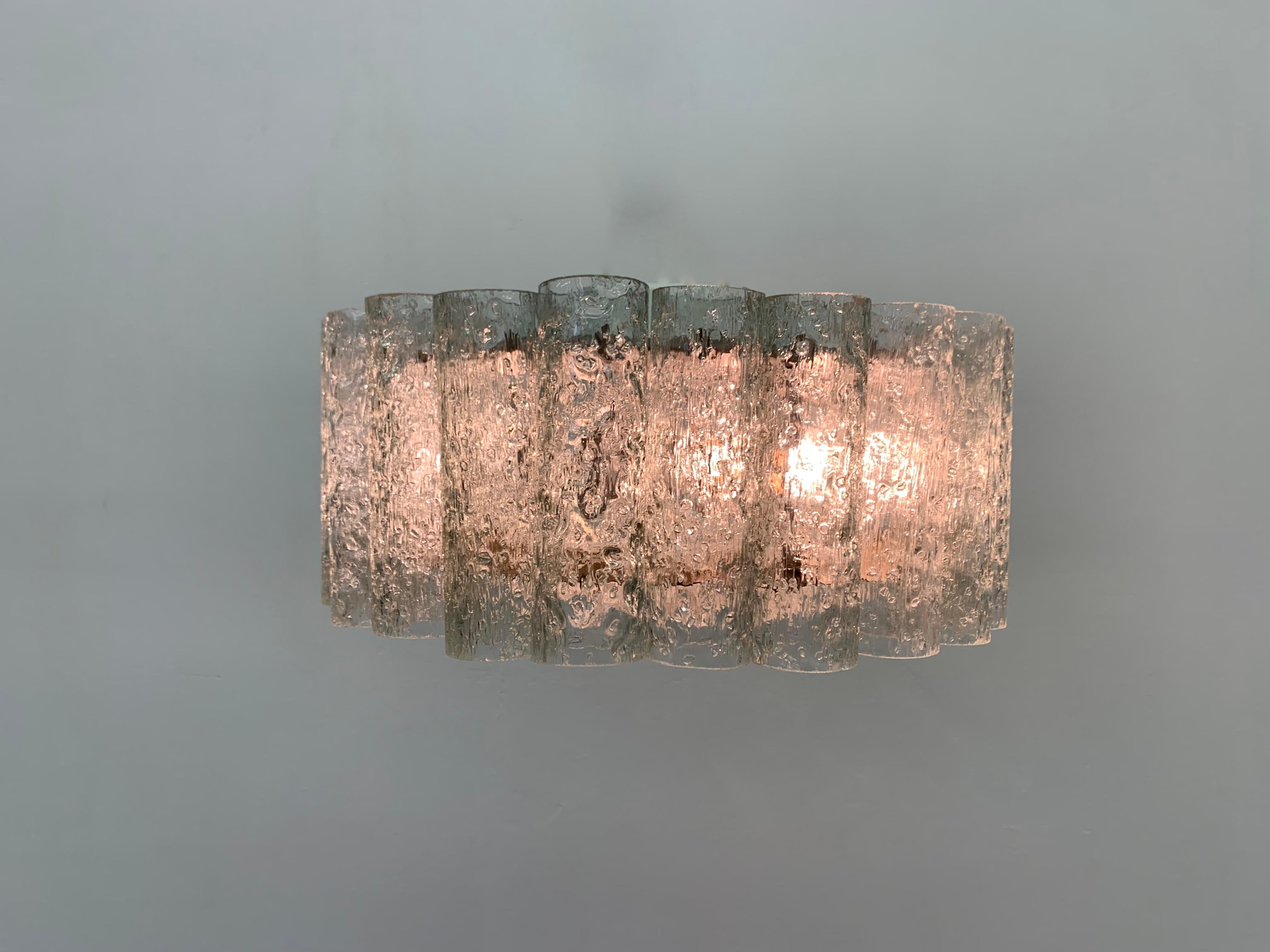 Kronleuchter mit Glasröhren Einbaubeleuchtung aus Doria Leuchten Gold, 1960er Jahre im Angebot 11