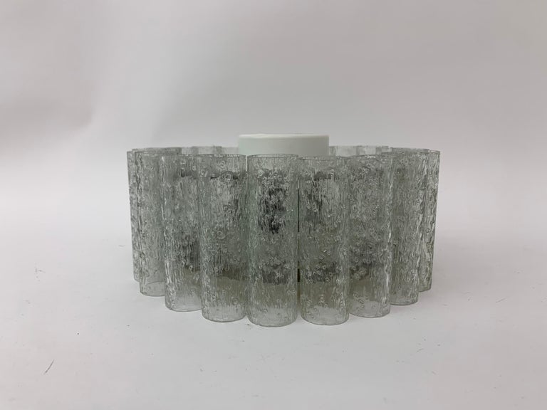 Glass Tubes Chandelier Flush Mount from Doria Leuchten Gold, 1960s For Sale at 1stDibs