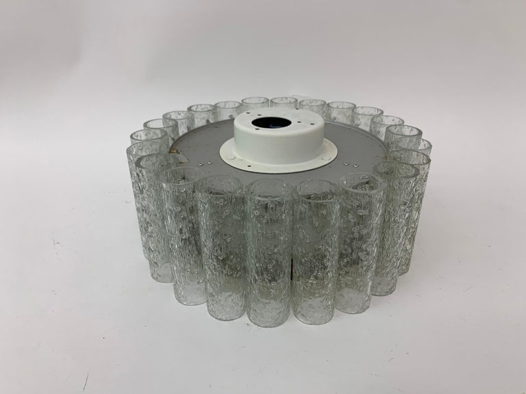 Glass Tubes Chandelier Flush Mount from Doria Leuchten Gold, 1960s For Sale at 1stDibs