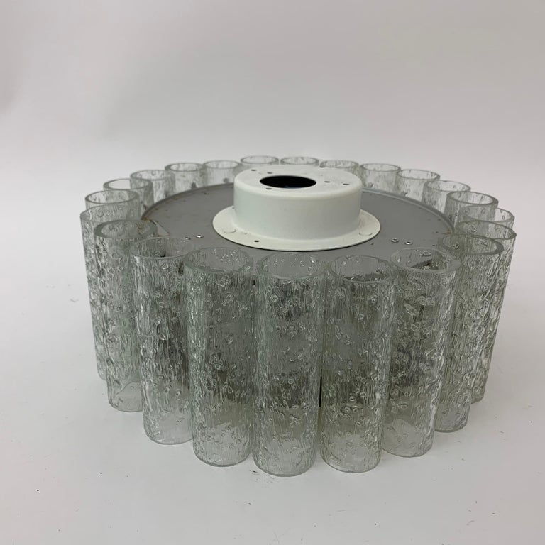 Glass Tubes Chandelier Flush Mount from Doria Leuchten Gold, 1960s For Sale at 1stDibs