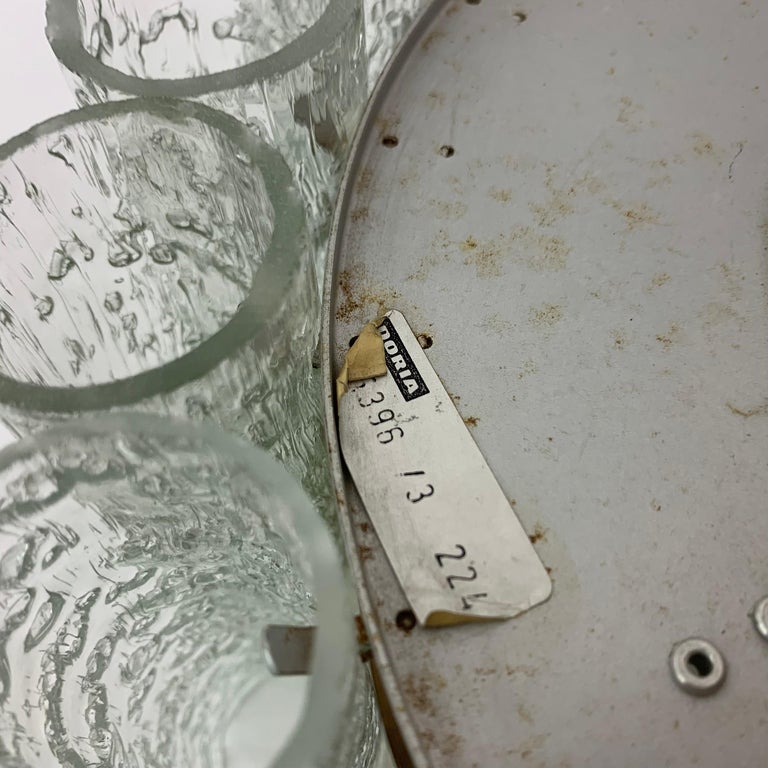 Glass Tubes Chandelier Flush Mount from Doria Leuchten Gold, 1960s For Sale at 1stDibs