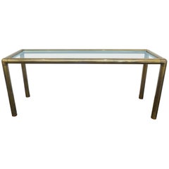 Glass & Tubular Brass Console or Sofa Table