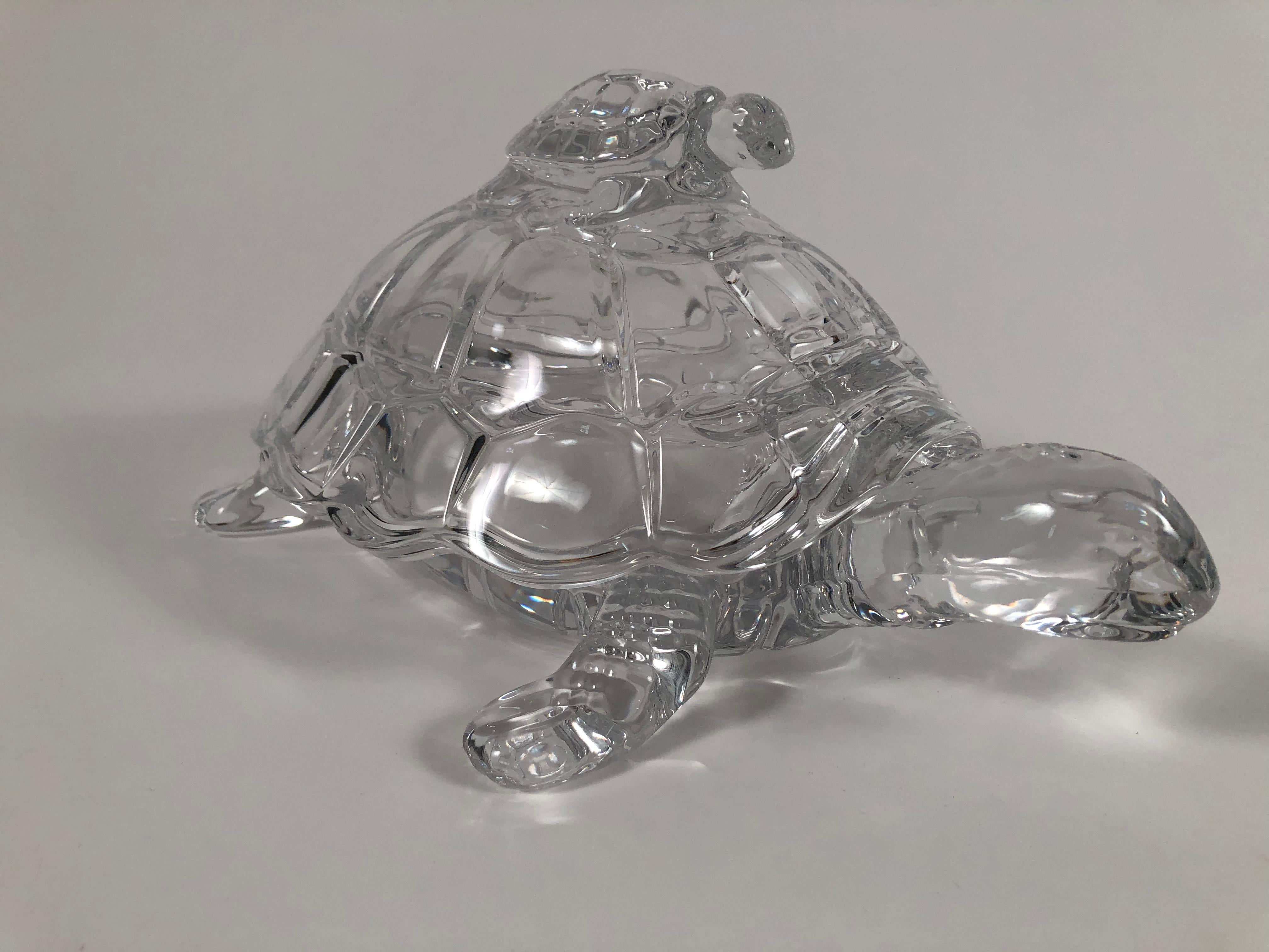 Cast Glass Turtle Form Covered Candy or Nut Dish
